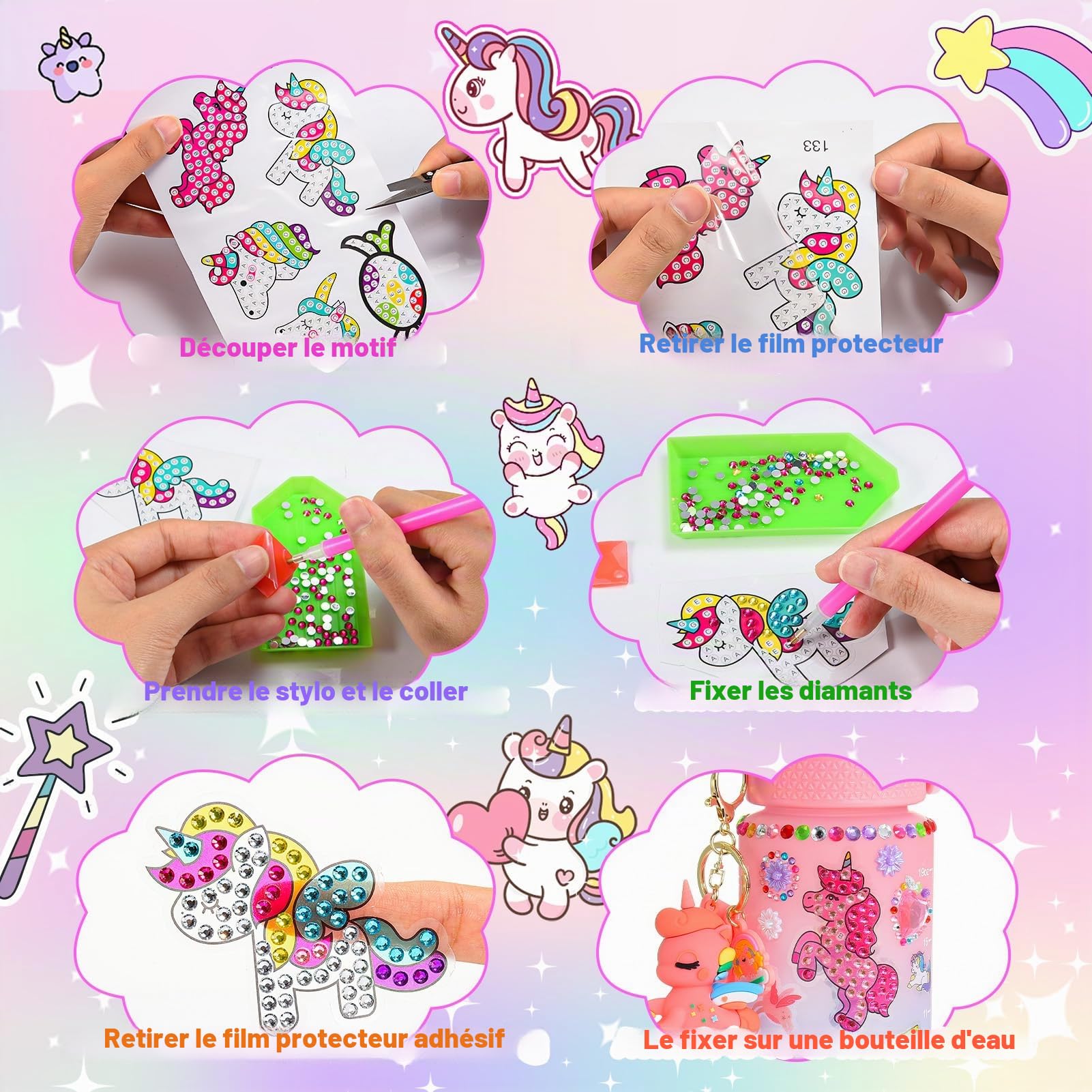 Kit DIY Gourde Personnalisable Pour Enfants 3-10 Ans - Avec Autocollants Diamants Et Pierres, Bouteille 600 Ml Kit DIY Gourde Personnalisable Pour Enfants 3-10 Ans - Avec Autocollants Diamants Et Pierres, Bouteille 600 Ml