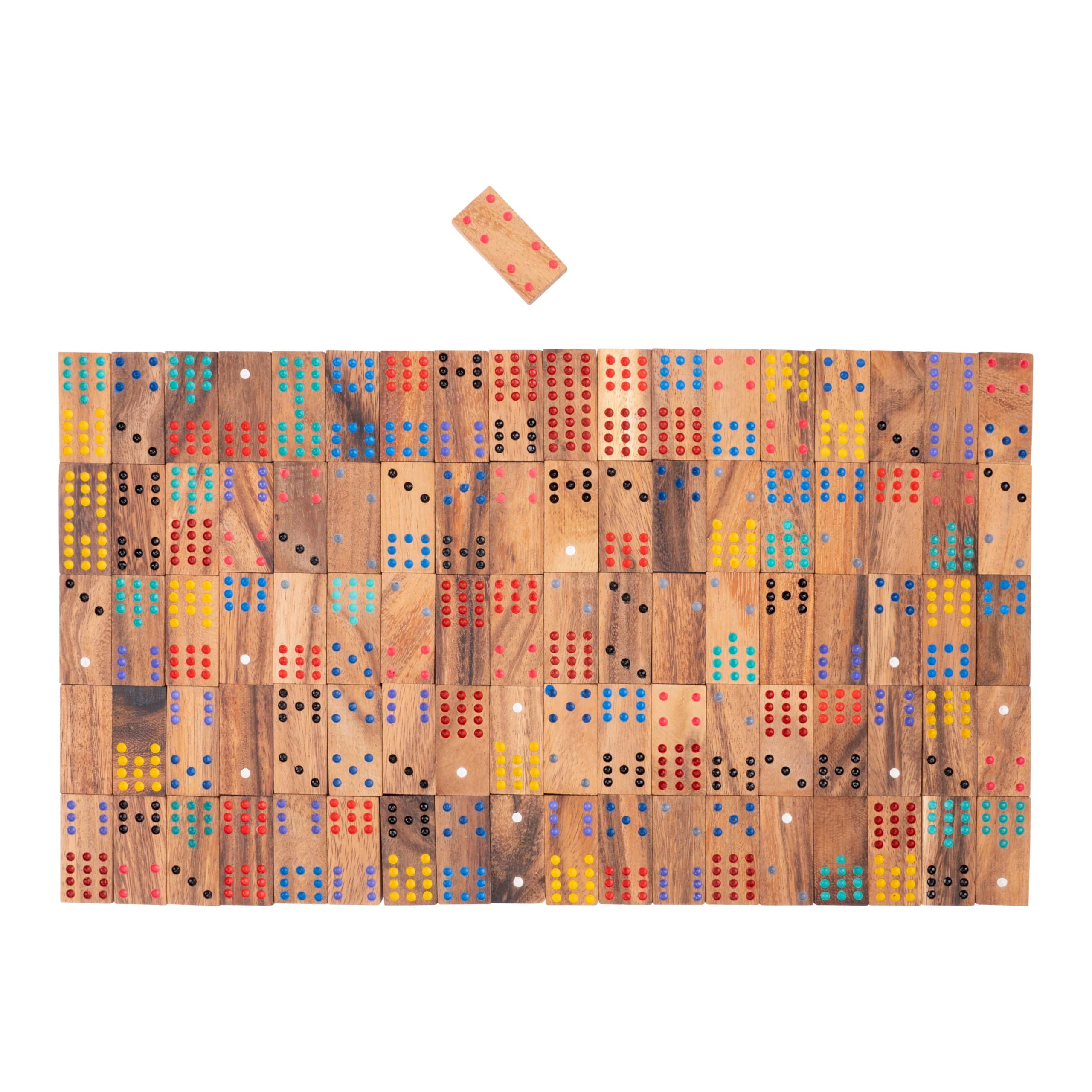 Engelhart Jeu de Domino en Bois Naturel Écologique Double 12 Coffret Inclus pour 2 à 8 Joueurs