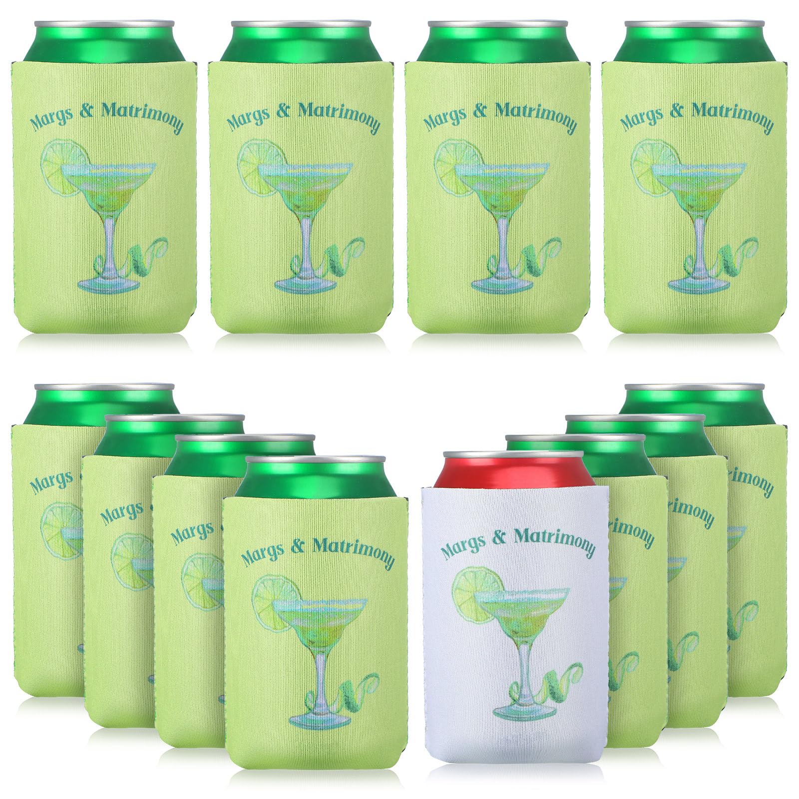 Jingmore 12 Count Bachelorette Can Coolers Bulk Margarita Party Can Sleeves Margs and Matrimony Beer Cup Holders for Bachelorette Party Favor Bridal