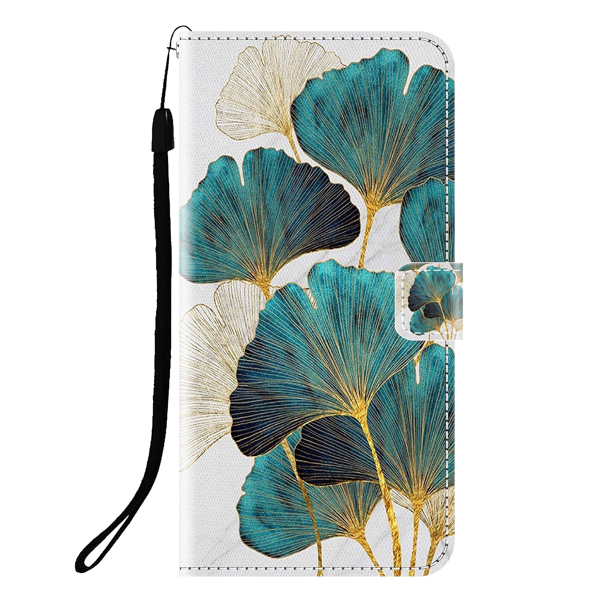 Sunrive Cover compatibile con LG G7 ThinQ, Custodia con supporto di stand e in Pelle artificiale per carte di credito Portafoglio Flip Chiusura Magnetica bumper(Q foglia