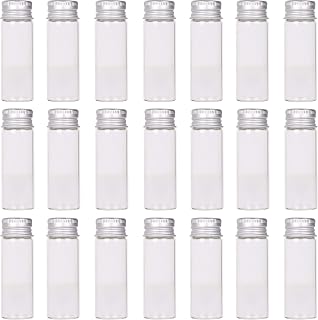MaxMau 24 Tiny Jars with Aluminum Screw Lids 15ml Small Glass Bottles Clear Mini Vials Metal Caps Top Sample Message Bottle Jewelry Beads Herbs Storing Wedding Favors DIY Decorations