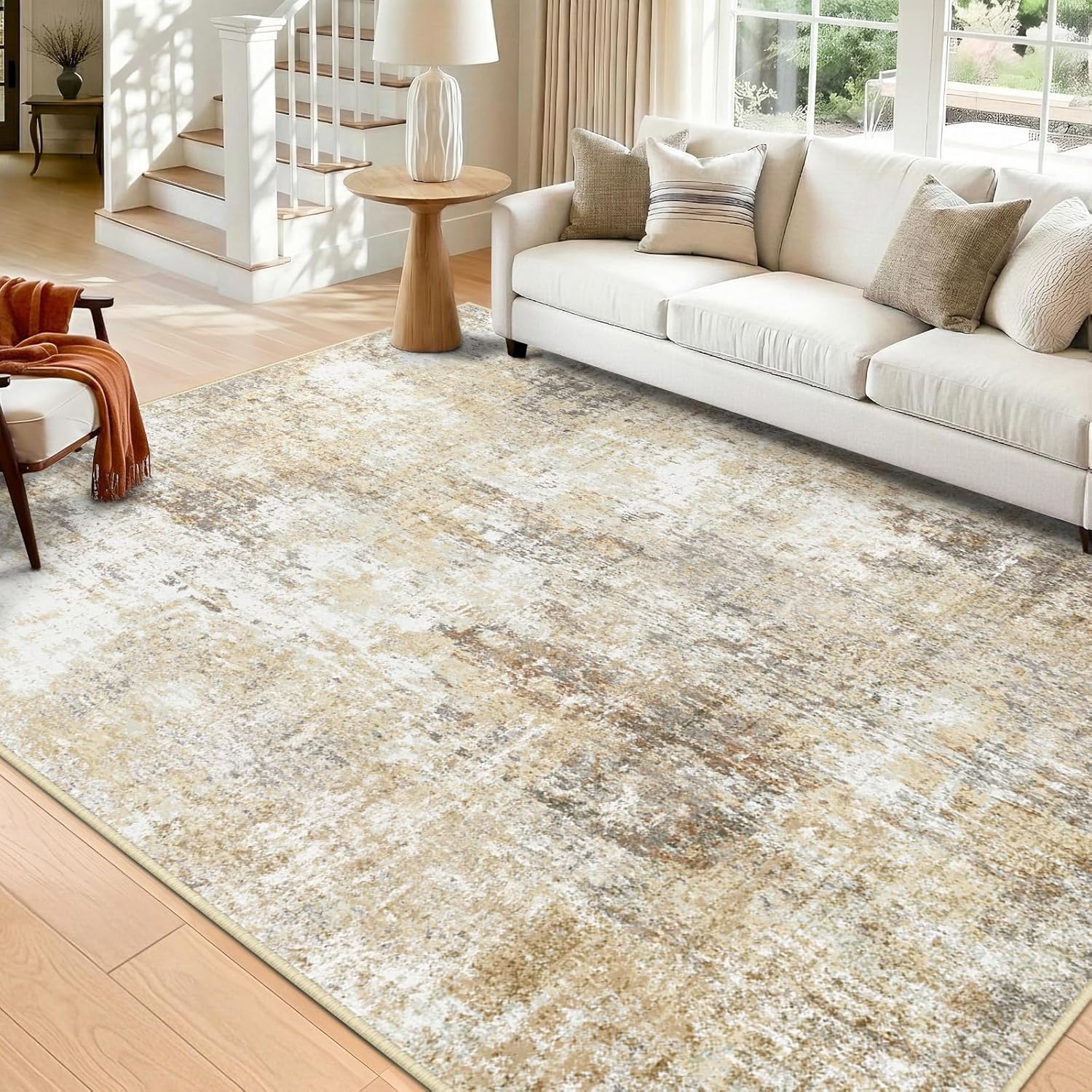 Tapis antidérapant lavable 90x150cm à poils courts doux et abstrait