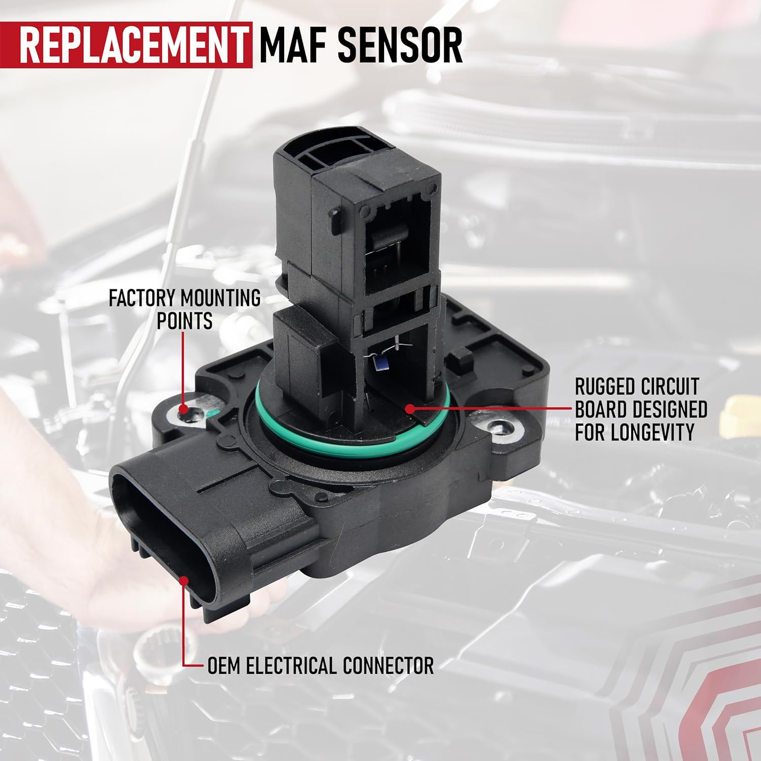 Mass Air Flow MAF Sensor Replacement by AA Ignition - Compatible with CTS, Cadillac Escalade, Chevy Avalanche, Silverado 1500, Suburban & Tahoe, GMC Sierra 2500 & Yukon - Replaces 10393948, 23256991