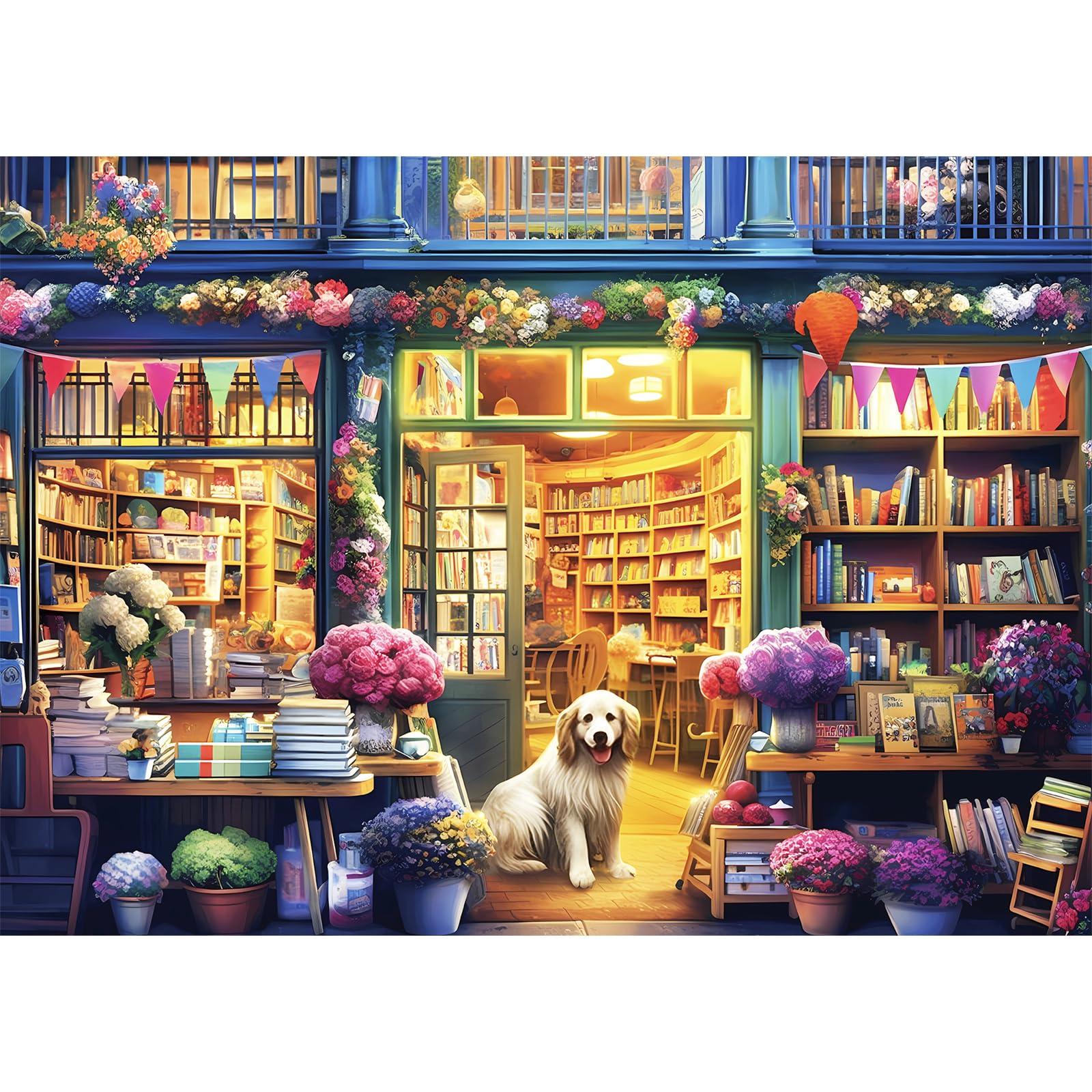 500 Piece Puzzle for Adults-Bookstore Dogs Puzzle | Recycled Cardboar Jigsaw Puzzles 500 Pieces | Challenging Family Activity Great Gift Idea for