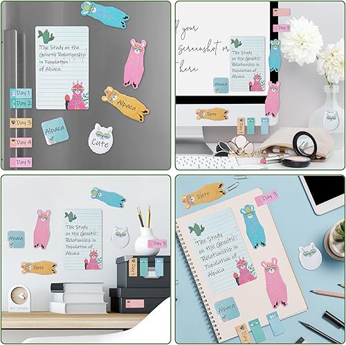 Miniatura 6 de I Just Really Like Llamas - Juego de notas adhesivas, 550 hojas, lindas notas autoadhesivas de alpaca de dibujos animados, pestañas divisorias de