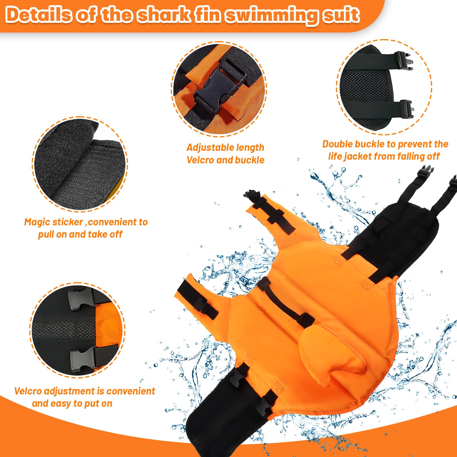 dellyy Giubbotto Salvagente Cane Taglia Media Life Vest per Surf Nuoto Passeggiate Campeggio (Arancione, L)