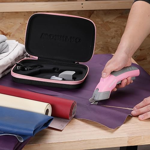 Miniatura 4 de WORKPRO Tijeras eléctricas inalámbricas de 4 V con 2 cuchillas, tela, cuero, alfombra y cortador de cartón, tijeras potentes recargables de 2000 mAh