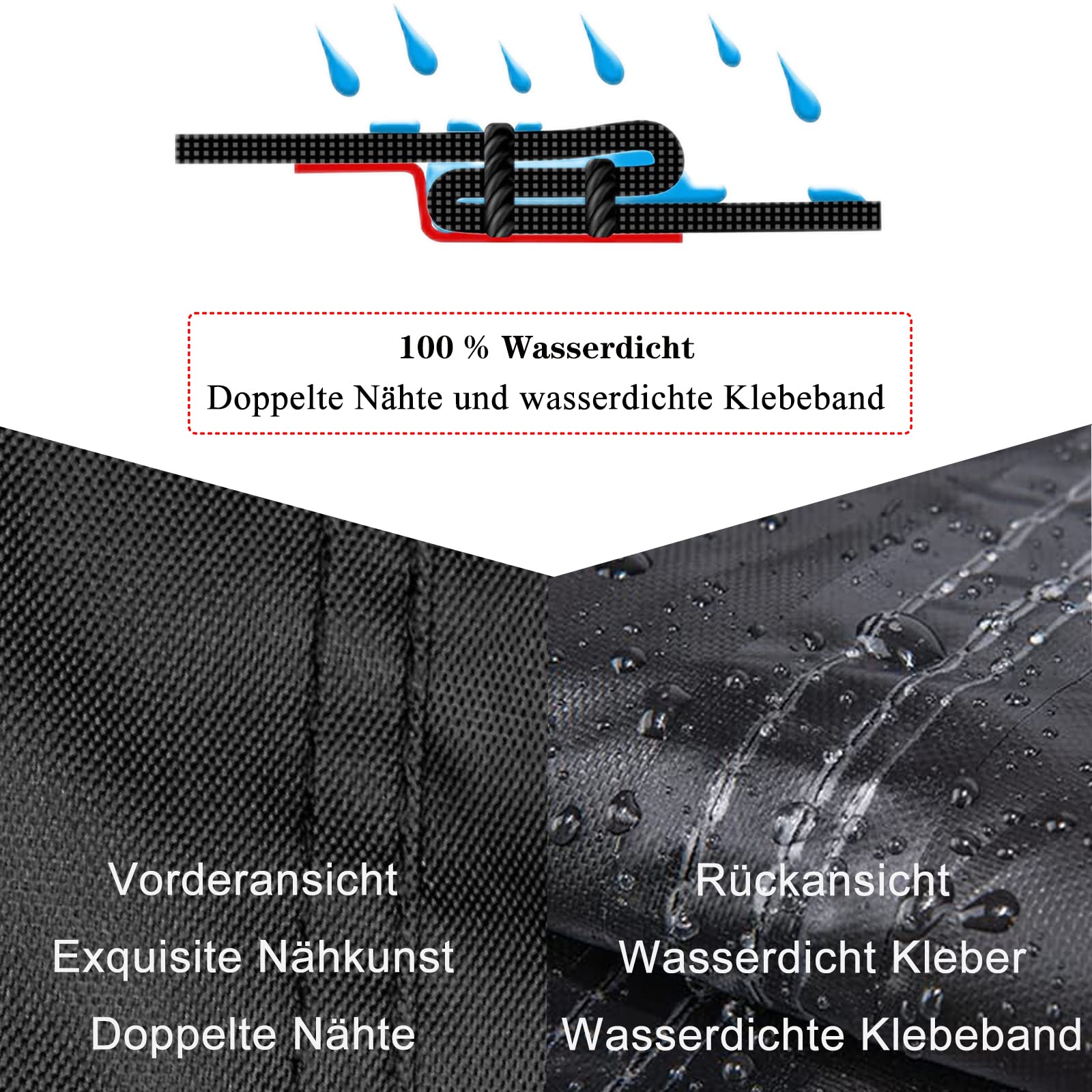 Housse Lit de Jardin Rond, 600D Housse Lit de Jardin Imperméable avec Bandoulière, Housse de Protection Canapé lit Anti-Vent - Noir (Ø200cm)