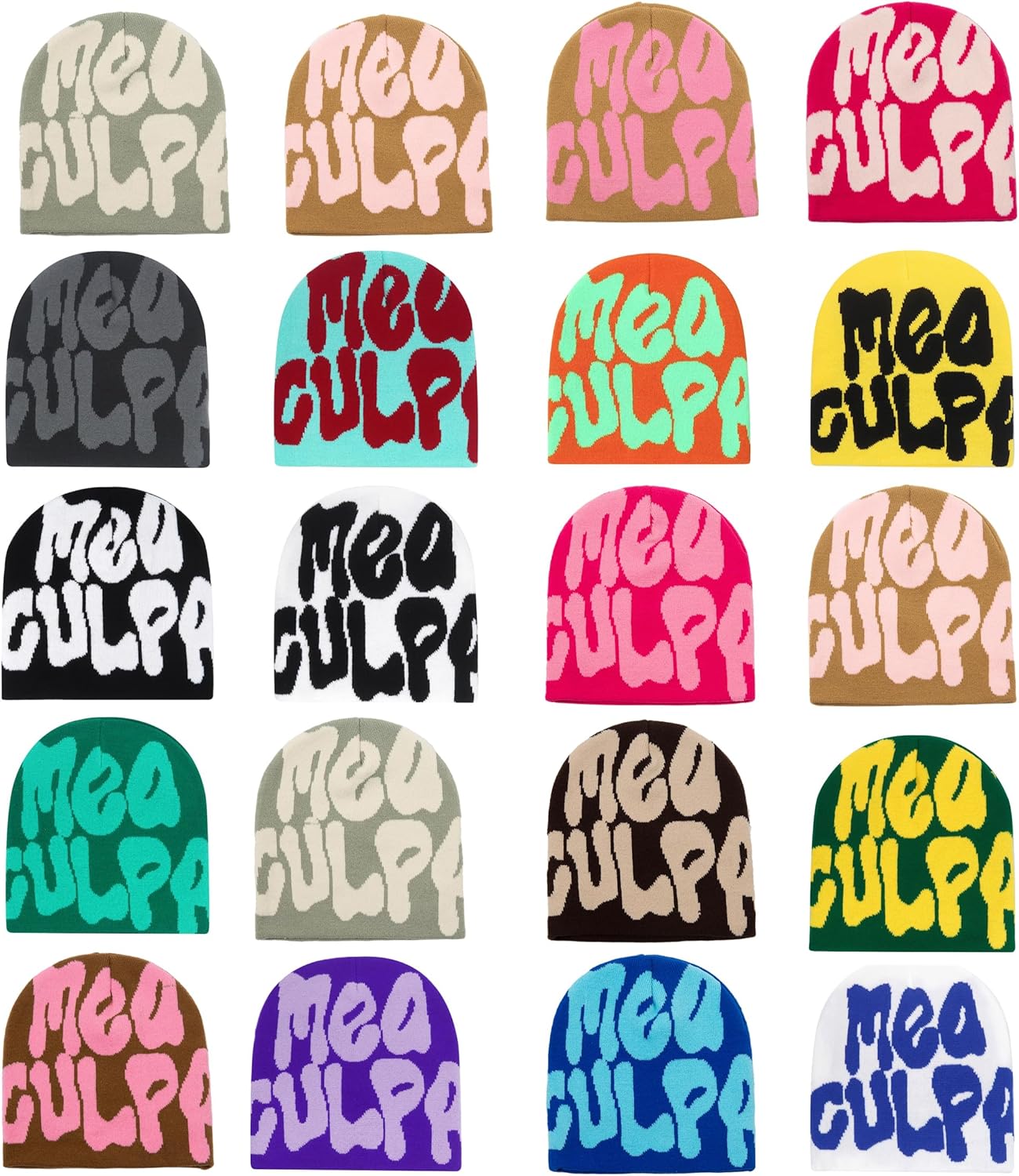 KORADI Women's Beanie Hat MEA Culpa Word Head Toque Men's Y2K Stylish Beanie Hats Winter Knit Cap for Gifts - Image 4