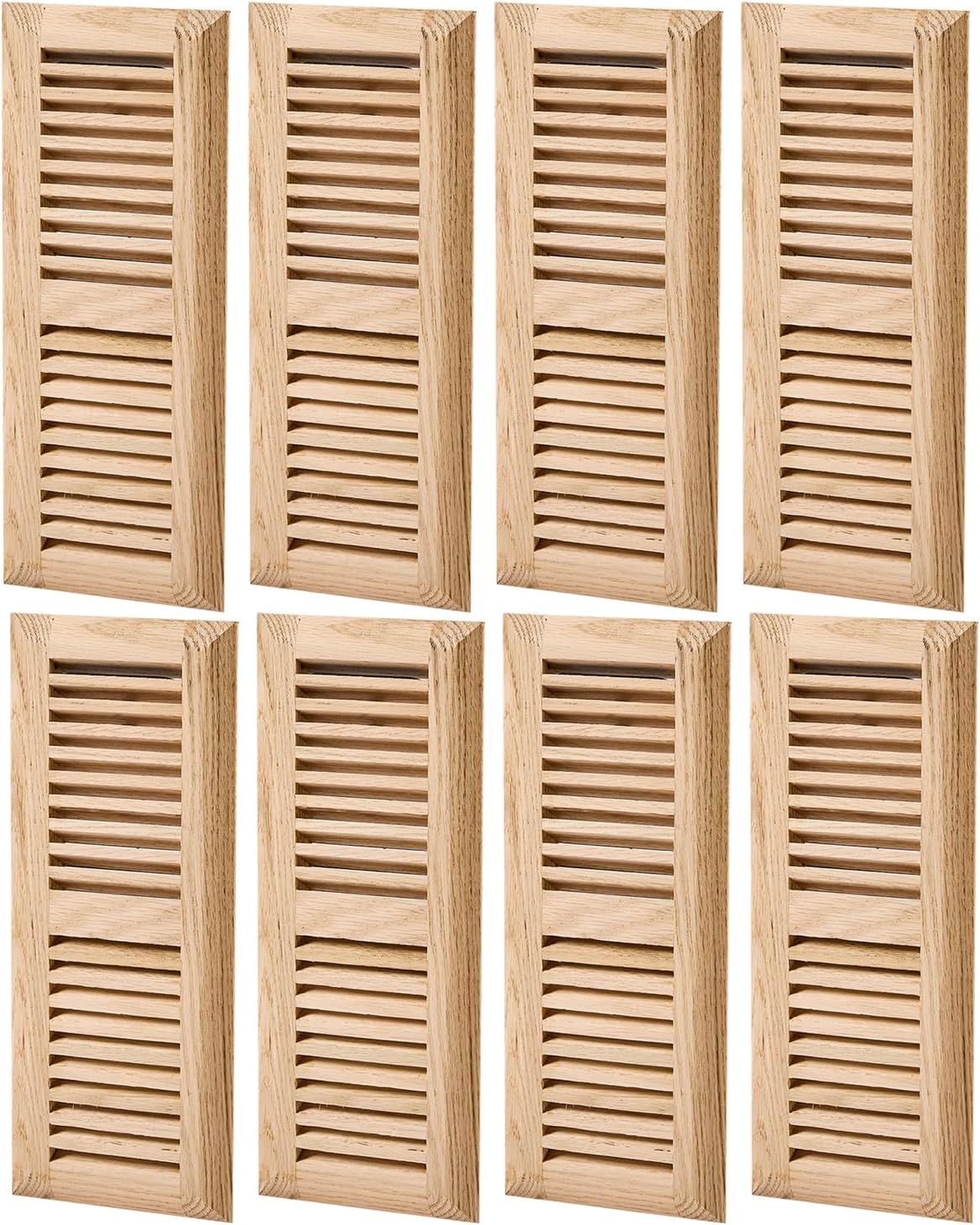 Homewell 2 Pcs Red Oak Wood Floor Register, Drop in Vent, 4x14 Inch, with Damper, Unfinished