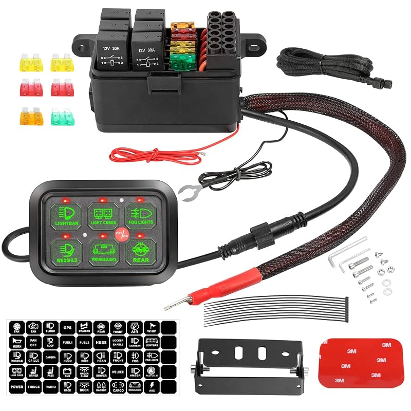 Painel de interruptores 6 vias Auto Power Plus com caixa de controle, relé e ajuste automático de brilho – 1 conjunto