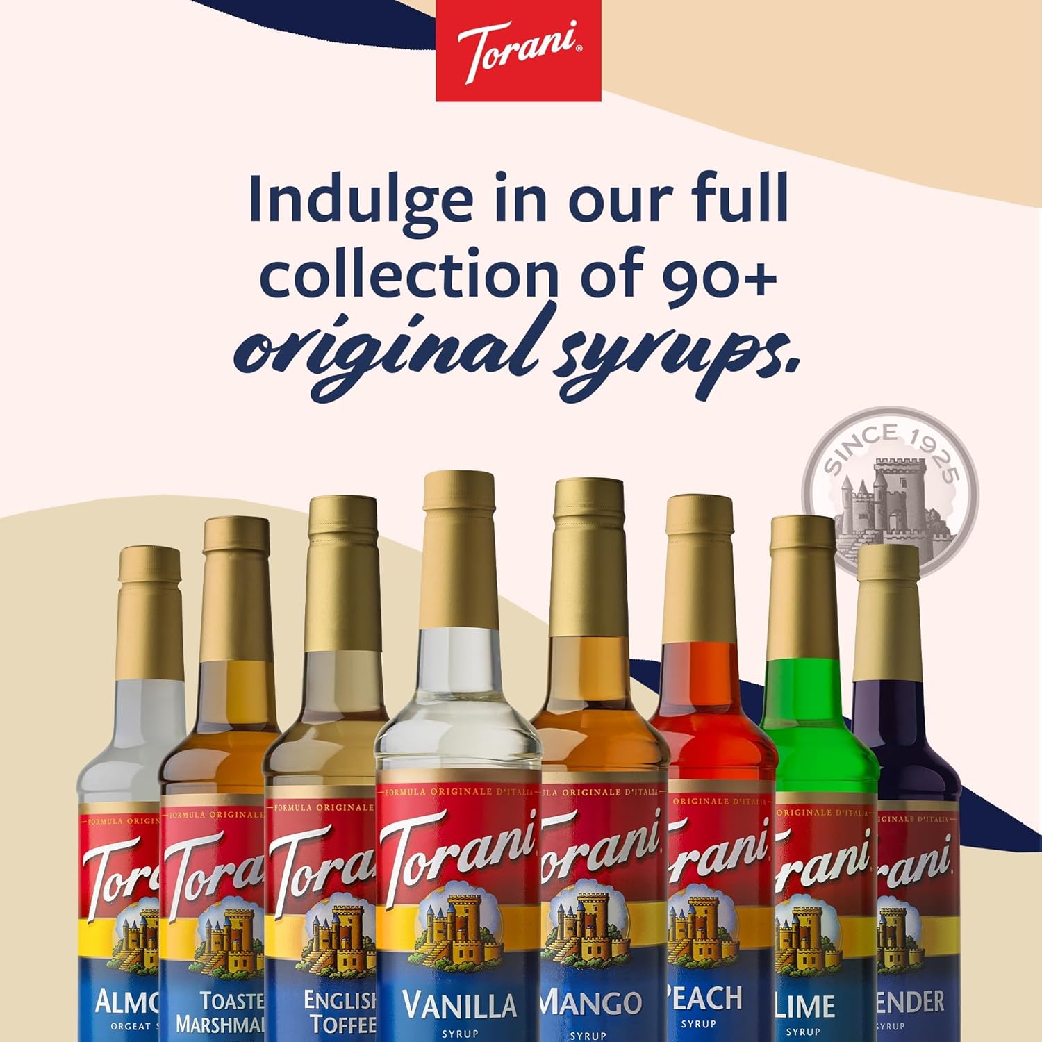 Torani Crème de Banana Syrup for Drinks & Desserts, Glass Bottle with Pump Included, 25.4 Fl Oz