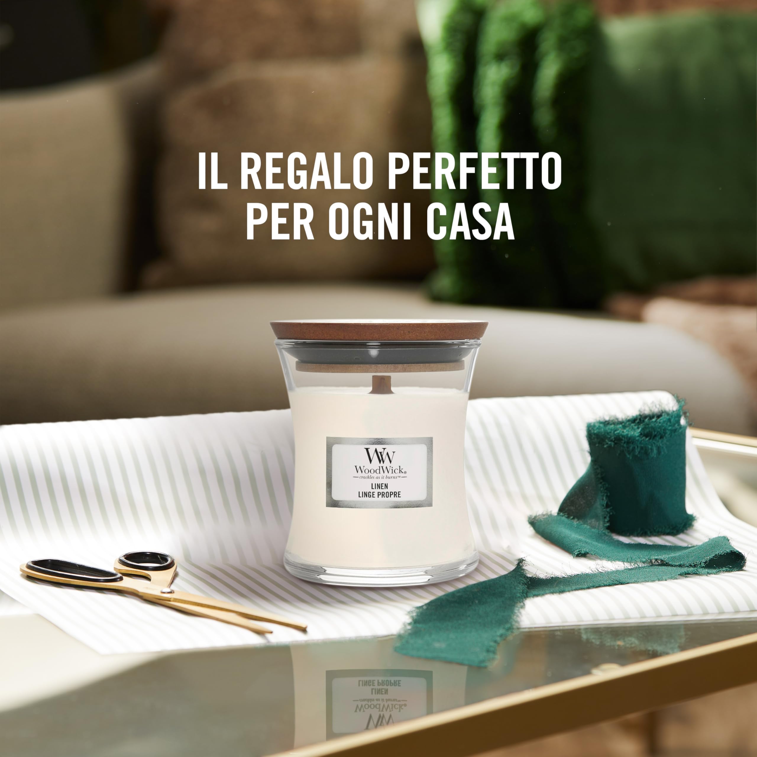 WoodWick Candela profumata Hourglass mini con stoppino crepitante | Lana calda | Durata della fragranza: fino a 20 ore