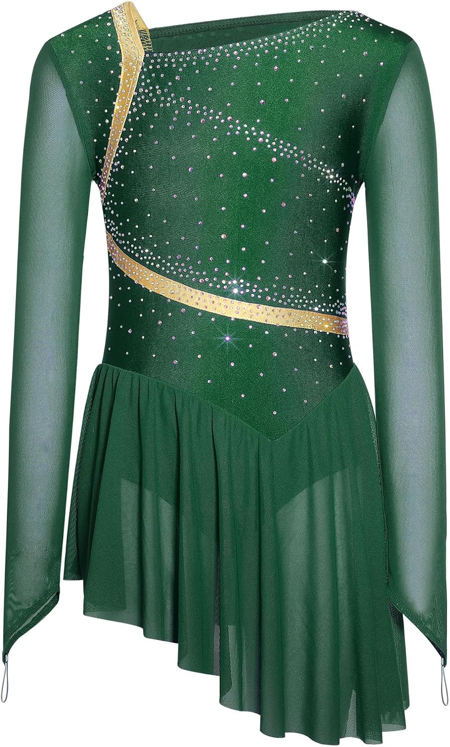 ranrann Kids Girls Figure Skating Dress Backless Ballet Leotard Skirt Rhinestones Dance Dress Lyrical Dancewear