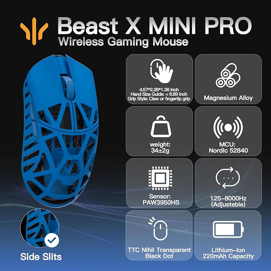 WLMOUSE Beast X Mini Pro Ultra-Light 34g Magnesium Gaming