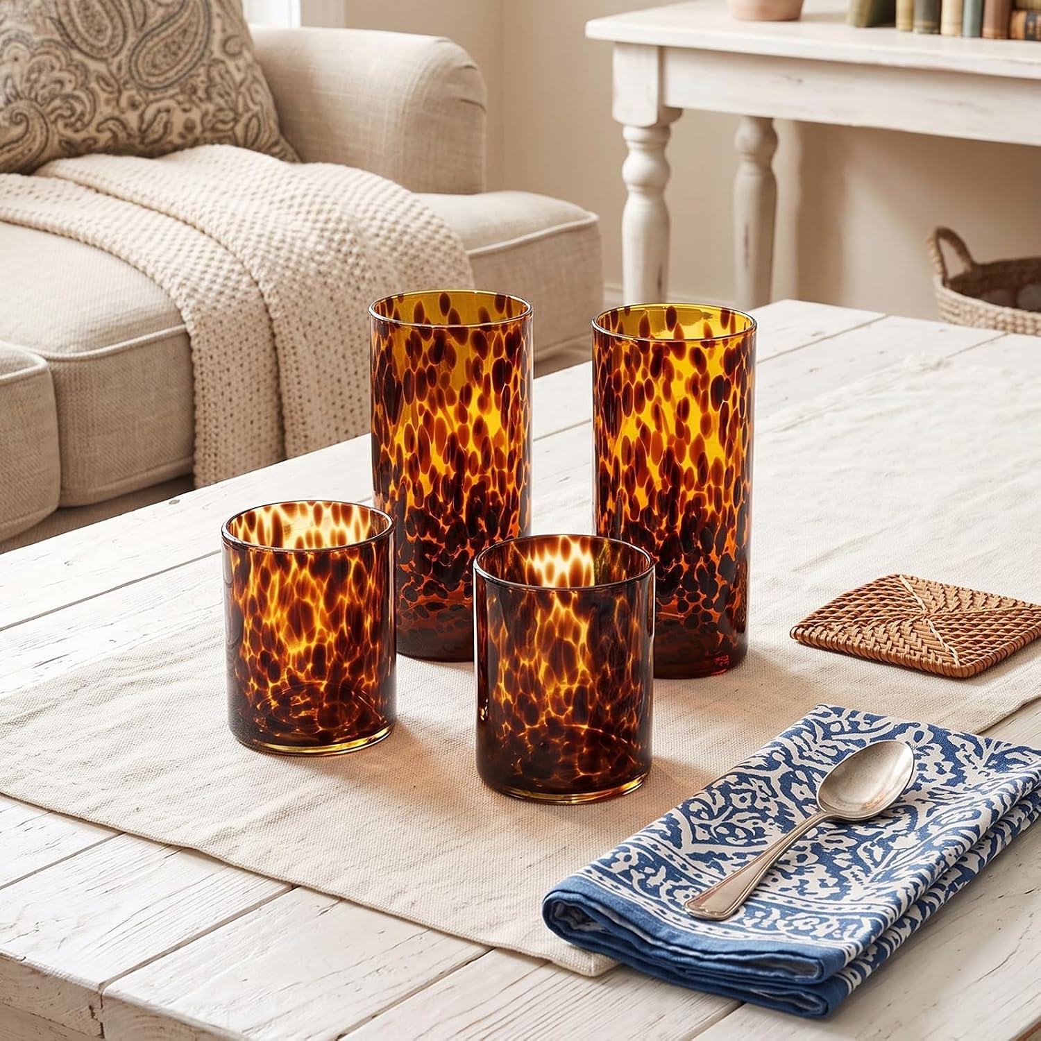 Tortoise Shell Highball Glass Set drinking glasses