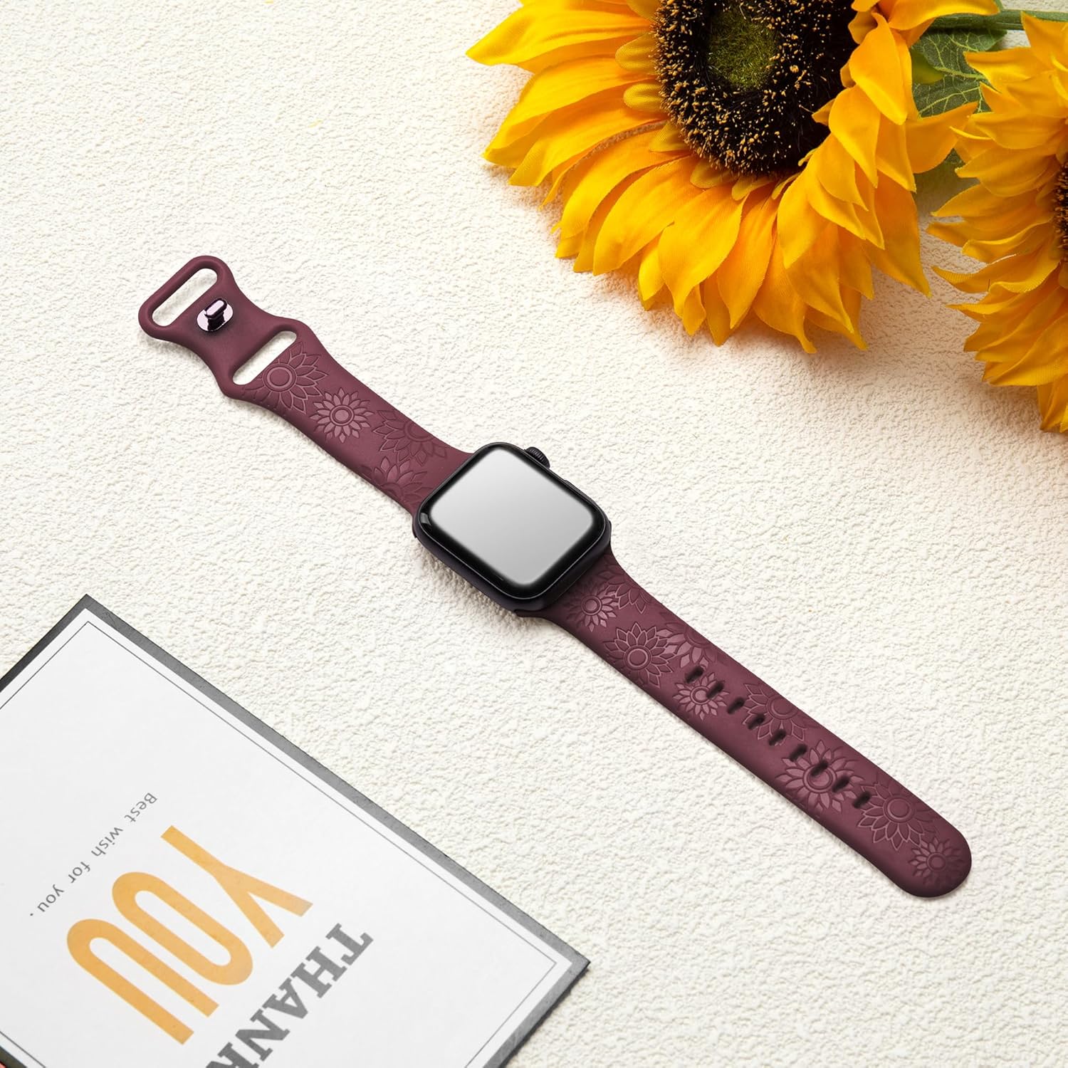 6 Pack Flower Engraved Bands Compatible Apple Watch Band With 38mm 40mm 41mm 42mm 44mm 46mm 45mm 49mm Women Men.Silicone Floral Reflective Sport Strap for iWatch Series 10 9 8 7 6 5 4 3 SE Ultra 2 1