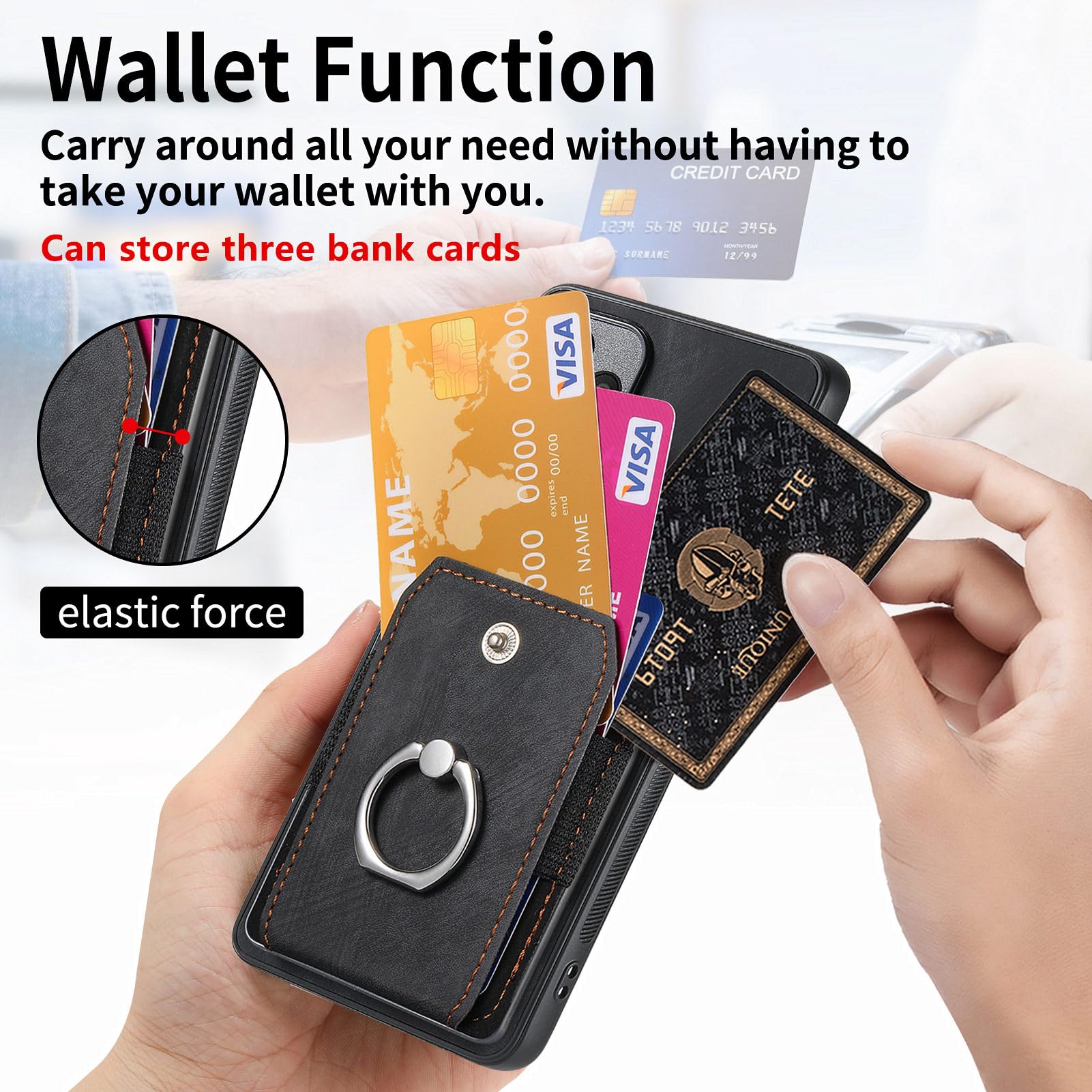 MOJIA Custodia per Xiaomi Redmi Note 13 PRO 4G / Poco M6 PRO 4G, Alta qualità Pelle Flip Portafoglio Cover per Telefono, Multifunzione Porta Carte con Tracolla Custodia. Nero