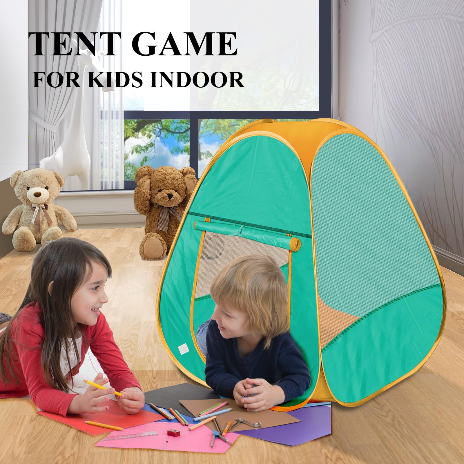 Kids Play Tent Pop Up Tent for Girls and Boys,Automatic Setup and Foldable Playhouse Castle Toys Outdoor and Indoor(Green) - Image 3