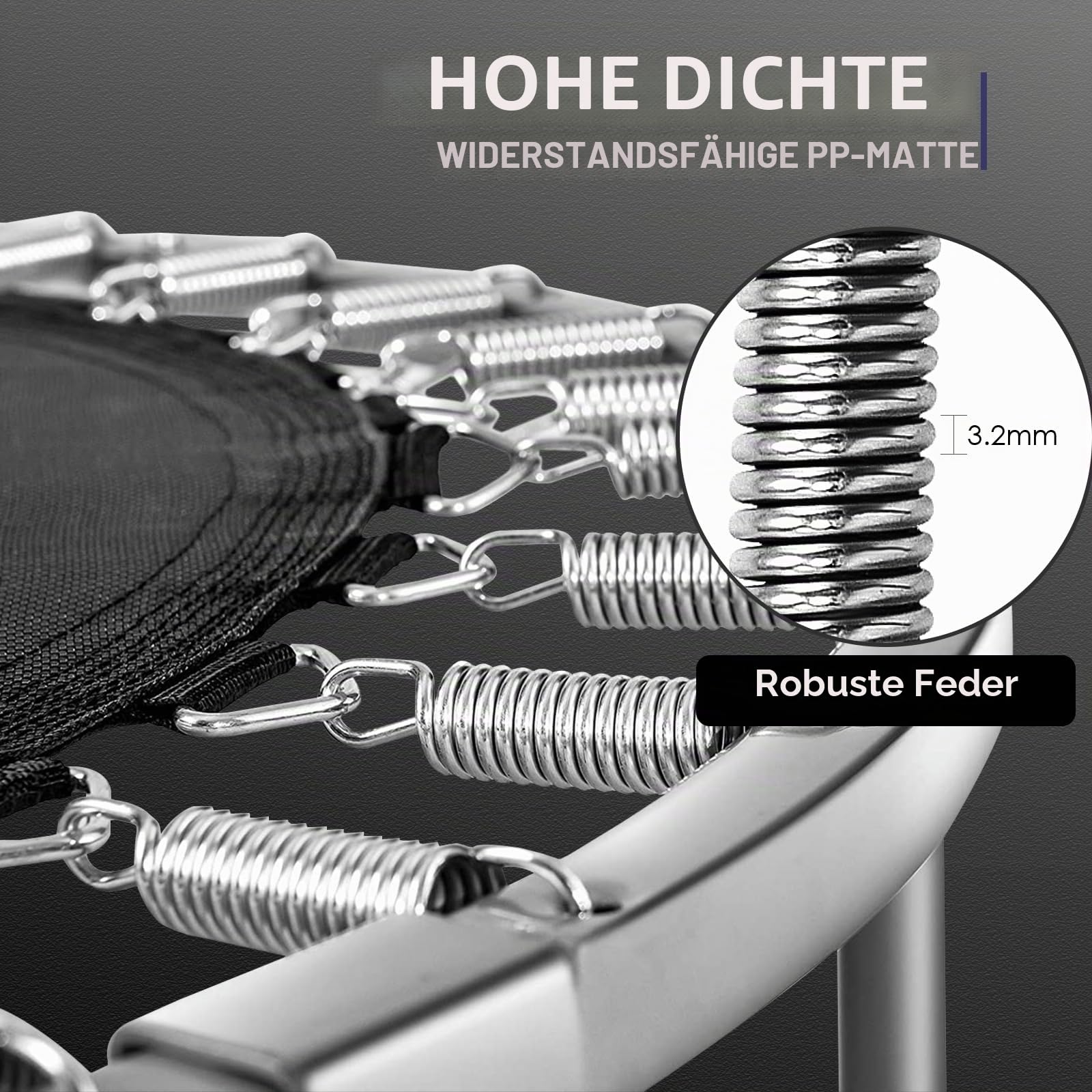 KOMFOTTEU Mini Trampolin Ø 96 cm, zusammenklappbares Fitnessbett, Kindertrampolin mit rutschfesten Füßen, Trampoline für Kinder 150 kg belastbar