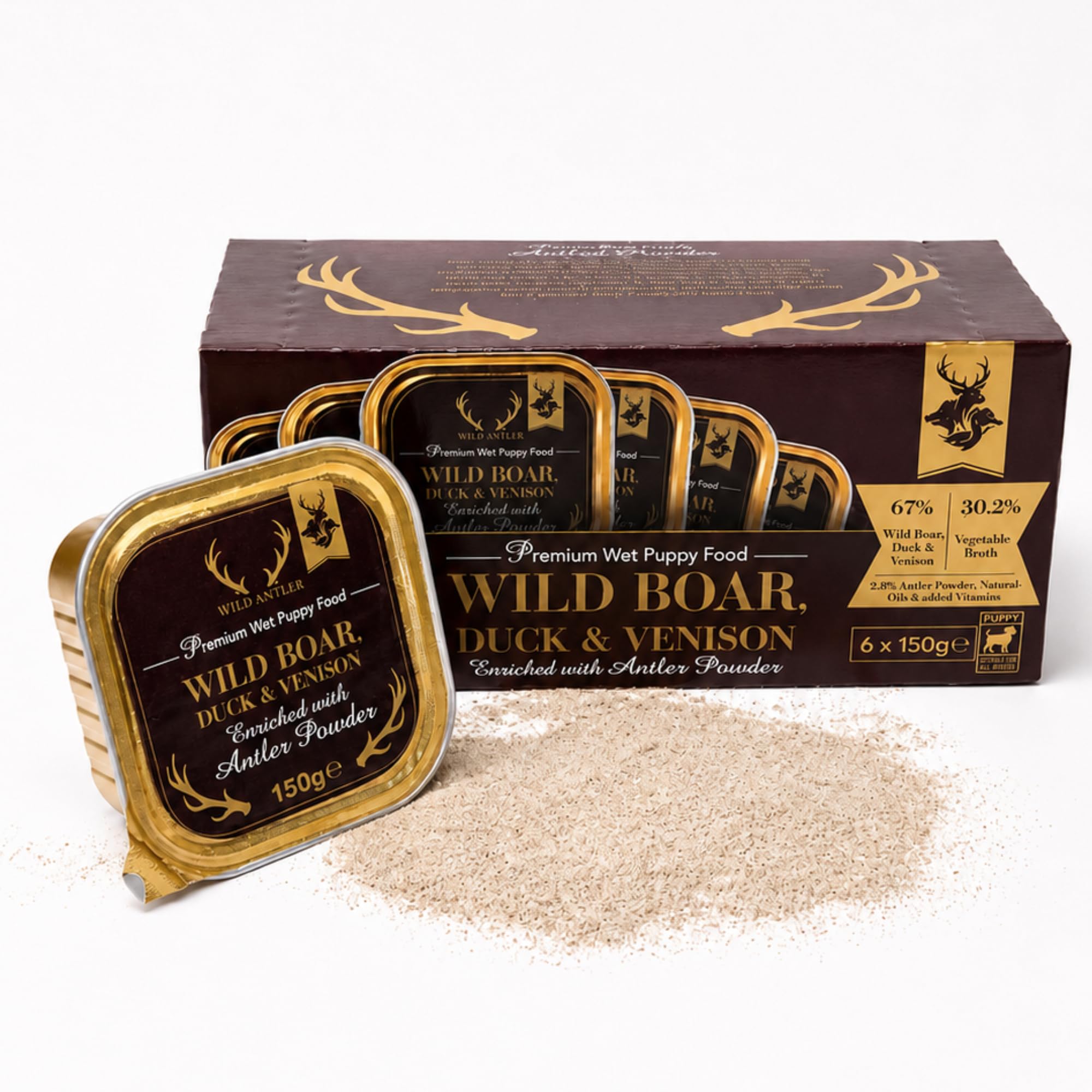Wild Antler Wet Puppy Food Wild Boar, Duck & Venison 6 x 150g