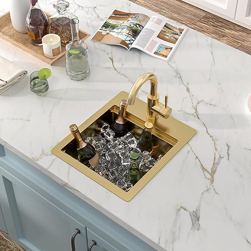 Miniatura 2 de Fulorni - Fregadero de cocina de 33 pulgadas x 22 pulgadas, estación de trabajo de repisa superior de acero inoxidable calibre 16, cuenco individual