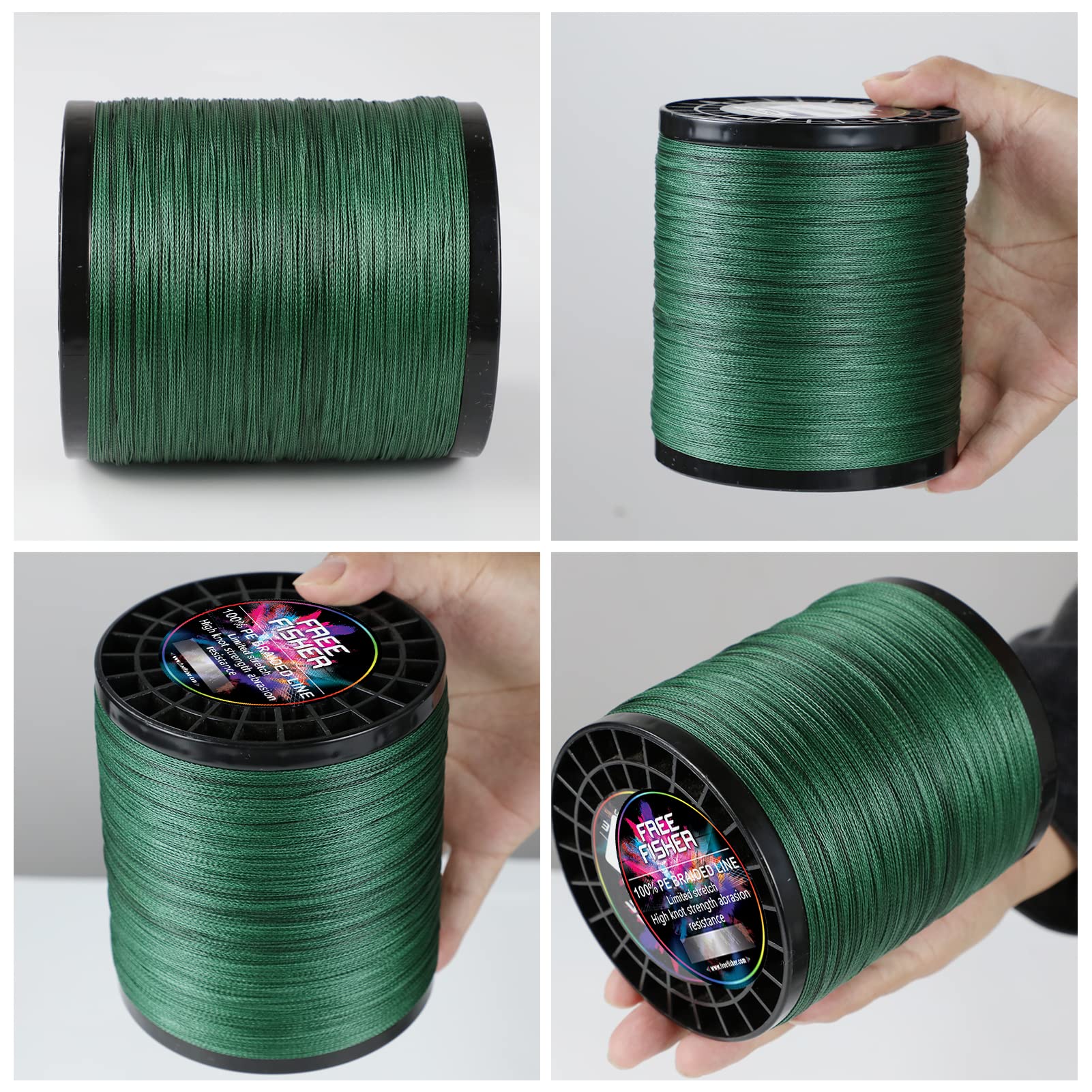 Hilo Trenzado Pesca 300m/1000m/2000m 4 Trenzados Resistentes Desgaste Suaves Hilos de Pesca PE Fuerte Tensión Línea Mar Pesca Línea 4.5-45kg, Verde Militar (2000m), 10# (0.55mm/45kg)