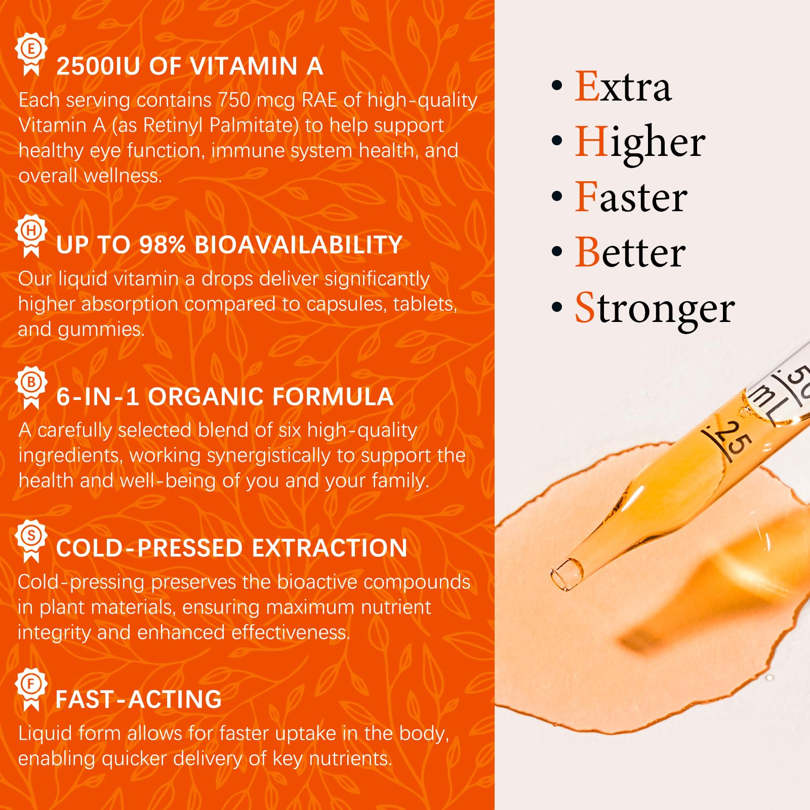 6 in 1 Vitamin A Liquid Drops with Lutein & Zeaxanthin, Vita A Retinyl Palmitate for Skin, Vision & Immune Support, Adults & Kids Ages 6+, Vegan, Non-GMO, 2 Fl Oz — Amazon image 4