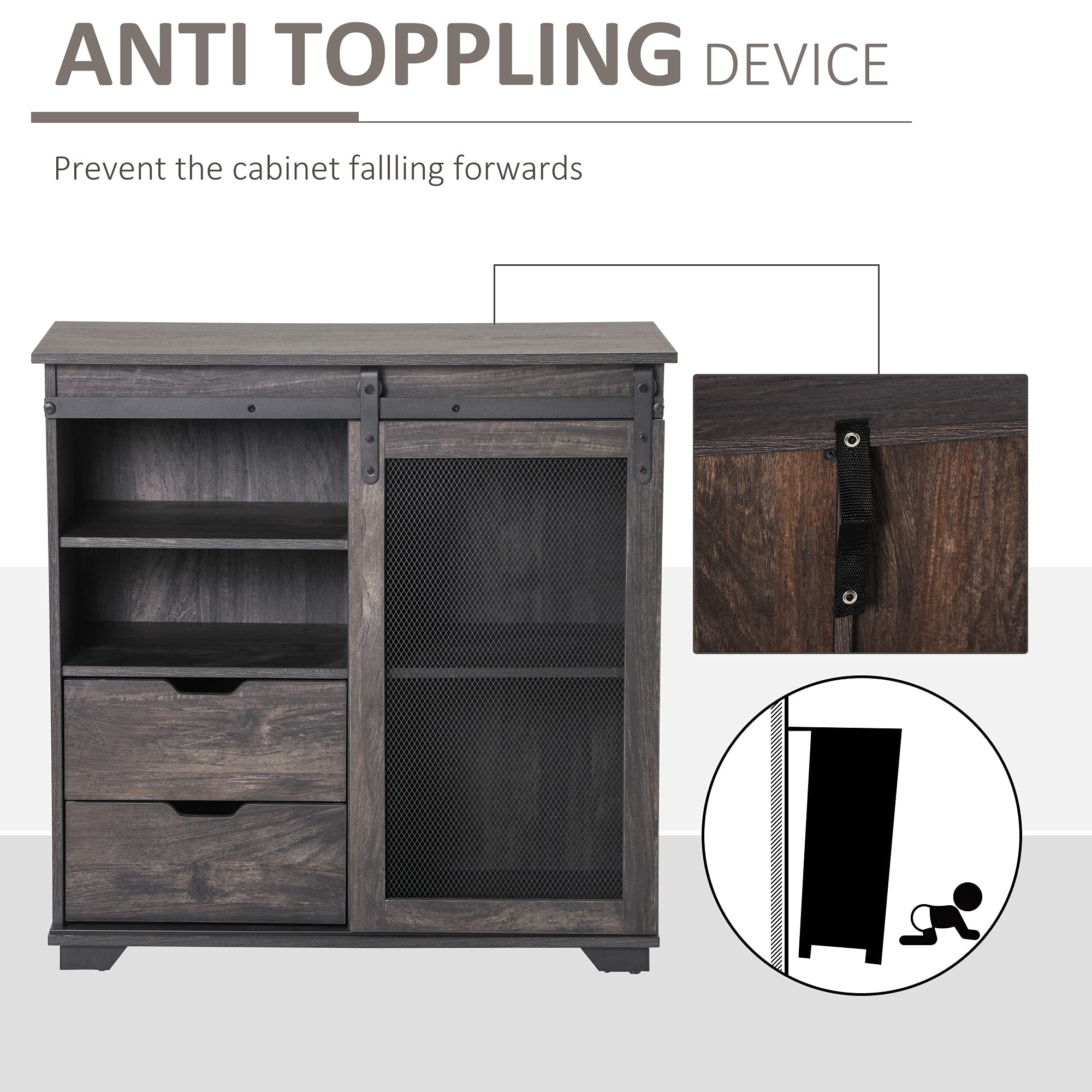 IMUsee Rustic Storage with Sliding Barn Doors, Farmhouse Buffet