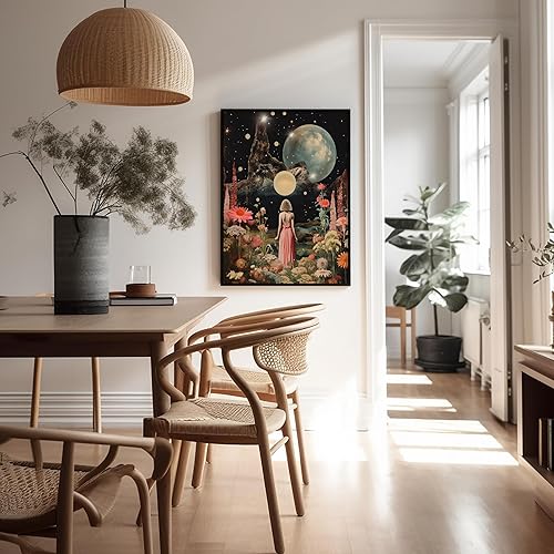 Miniatura 5 de Poster Master Póster psicodélico, estampado de flores, arte trippy, arte surrealista, arte lunar, arte floral, regalo para hombres y mujeres,