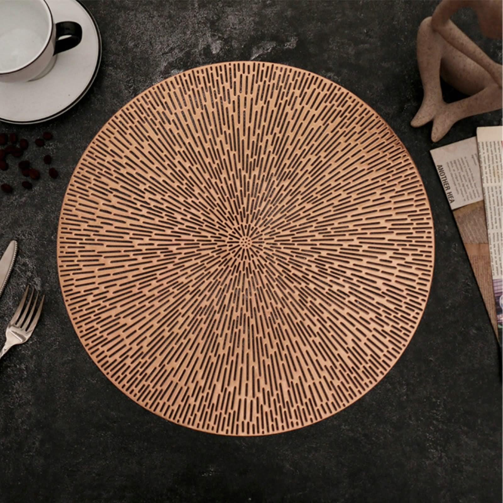 8 szt. Boho podkładki na stół, jesienne podkładki kuchenne 38 x 30 cm okrągłe różowe złoto PCW