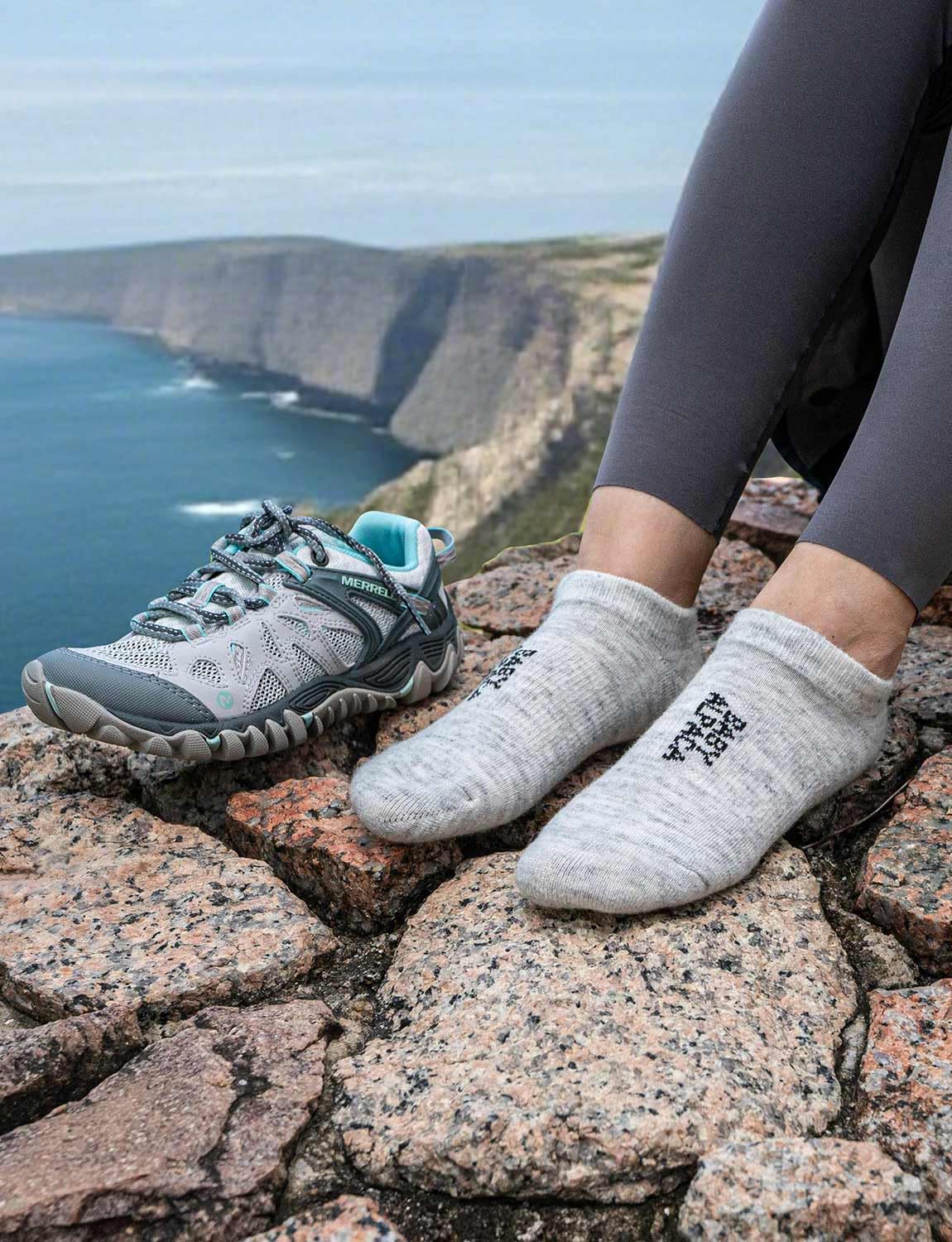 Juclise Calcetines de lana de alpaca para cualquier temporada, de peso medio, merino, para exteriores, para hombres y mujeres, absorben la humedad, para senderismo, acolchados, transpirables, Pebble