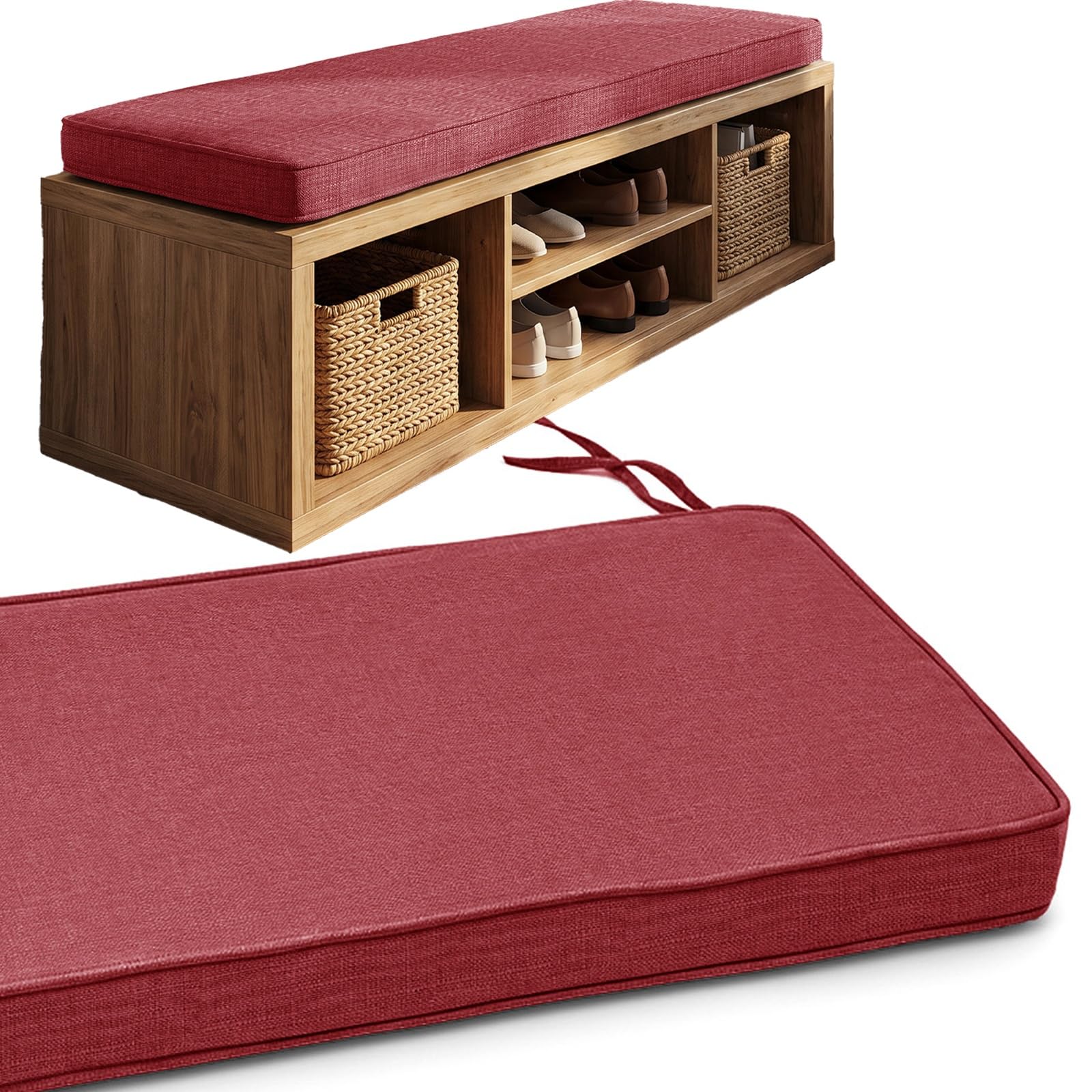 Bench Cushion for Indoor Furniture, Washable Non-Slip Shoe Bench Seat Pad