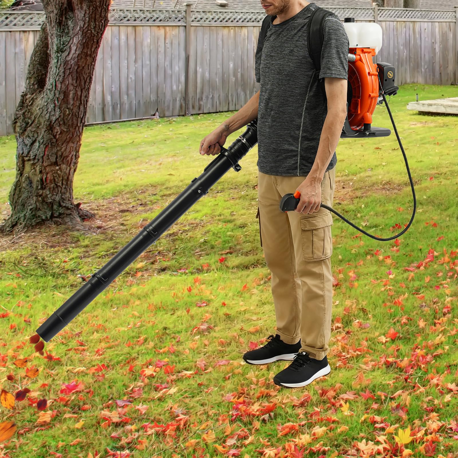 Soplador de hojas de gasolina extraíble, soplador de motor de 2 tiempos perfecto, soplador de hojas mochila de 41,5 cm con flujo de aire de 508,5 cfm, para áreas grandes - soplador trasero soplador de