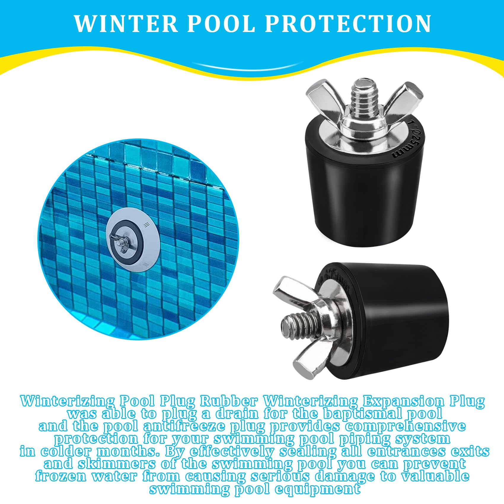 Lot De 2 Bouchons De Jet De Piscine Coniques En Caoutchouc - 2,5 Cm - Protection Hiver Piscine Hors Sol