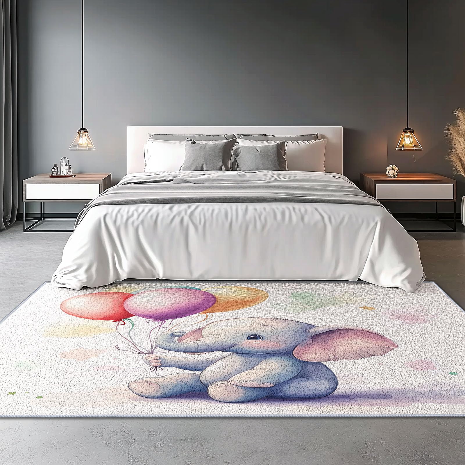 Tapis Salon Poils Courts Cartoon Minimaliste, 140 x 200 cm