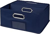 Vista 3 de Nicho - Contenedores de almacenamiento plegables de tela de tamaño medio, organizador (juego de 12), Tela, Azul