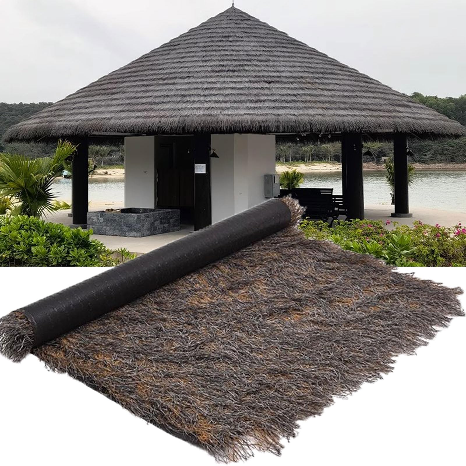Synthetic Thatch Grass Roof for Tiki Bar Decor,Fireproof Mexican Palapa Thatch Roofing Party Decor,Artificial Thatch Roofing For Garden,Artificial Straw Thatch DIY Crafts(Size:0.5*20m(1.6*65.6ft))