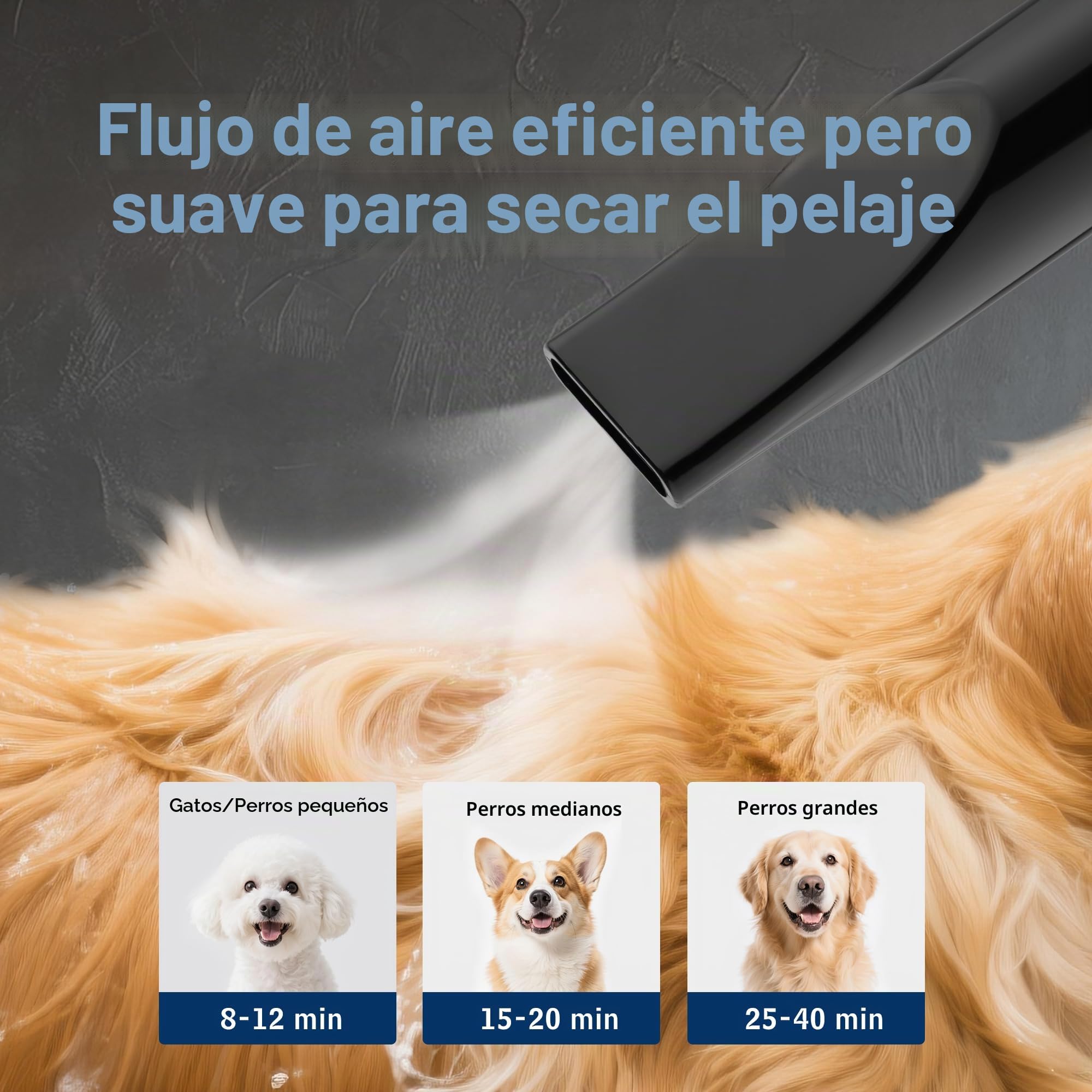 DEWINNER 3200W Secador Pelo Perro Profesional| Secador y Aspirador para Mascotas| Flujo de aire y Temperatura Ajustables |5 Boquillas| 1 Manguera Elástica| 1 Cepillo de Cuidado| Rosa