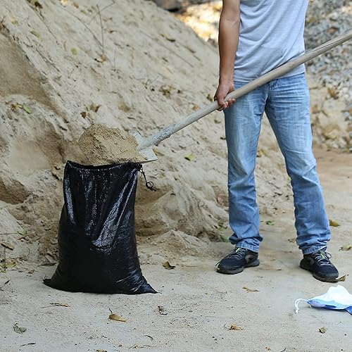 Miniatura 5 de Jumbulk Bolsas de arena tejidas de polietileno negras vacías de 19 x 24 pulgadas, protección UV, anti-UV 3 años, con lazos, bolsas de arena