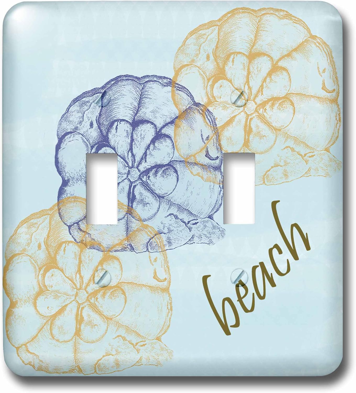 3dRose Three Shells on Calming Blue Beach Themed Art double toggle switch