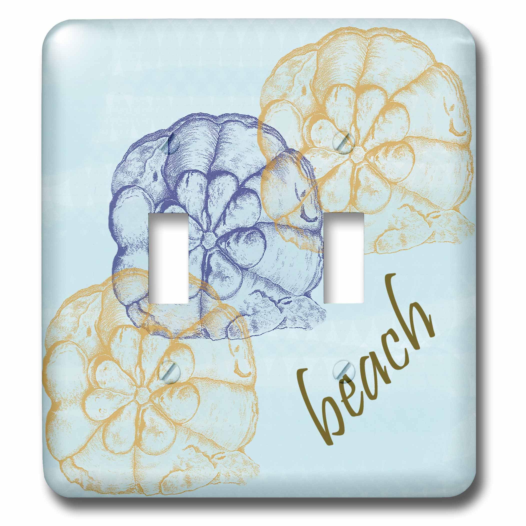 Interrupteur thématique plage avec motif trois coquillages bleu océan