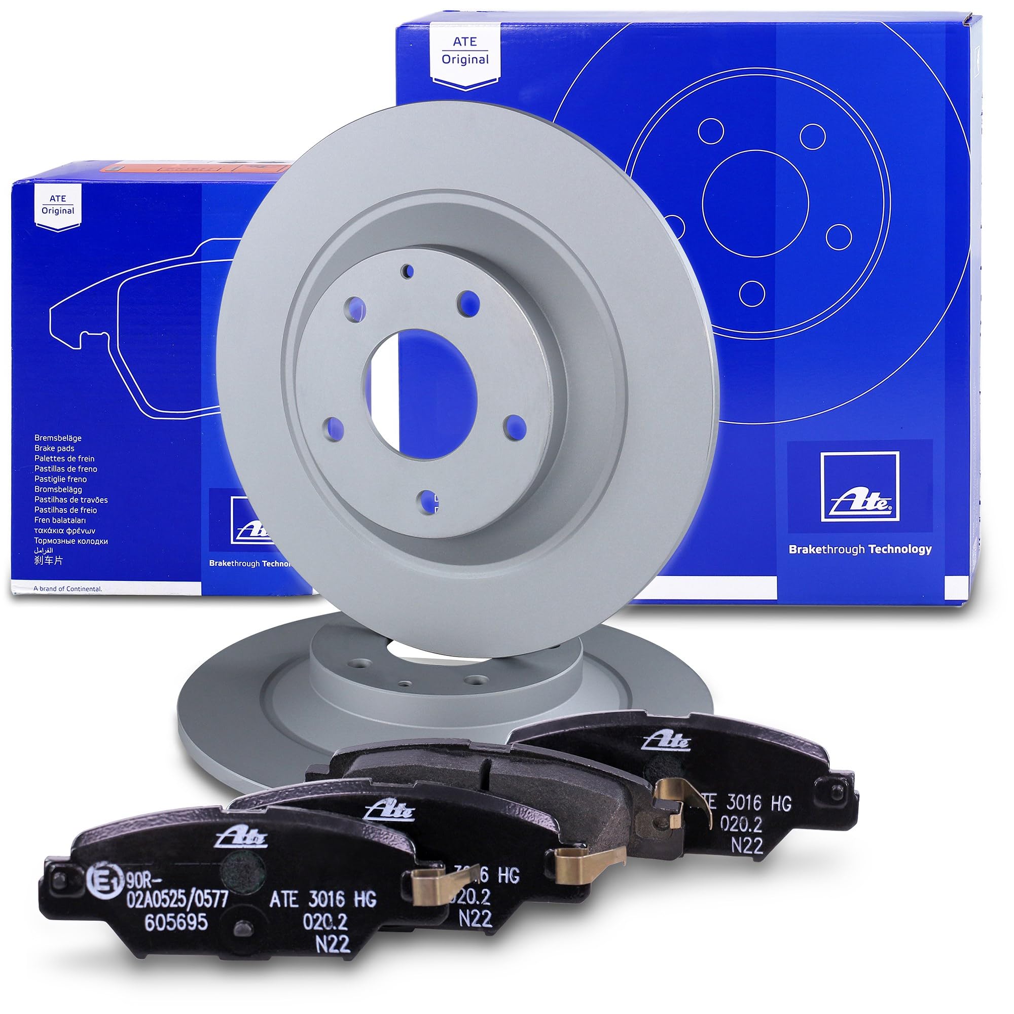 ATE Bremsenset Hinterachse inkl. Bremsscheiben hinten Ø 303 mm voll und Bremsbeläge hinten Kompatibel mit MAZDA CX-5 (KE, GH), CX-5 (KF), CX-5 Van (KE_)
