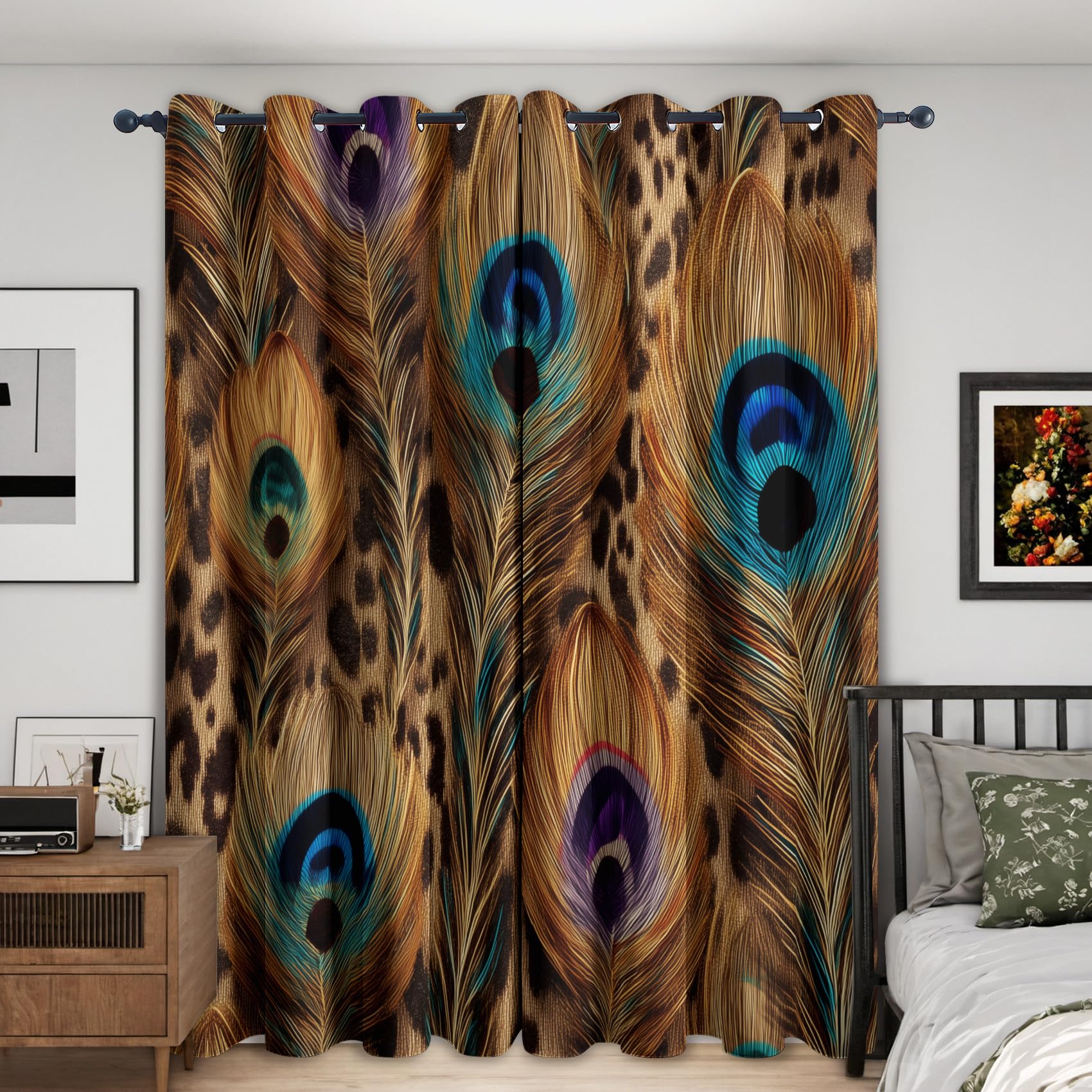 Rideaux motif imprimé léopard pour tamiser le salon et créer un espace cosy