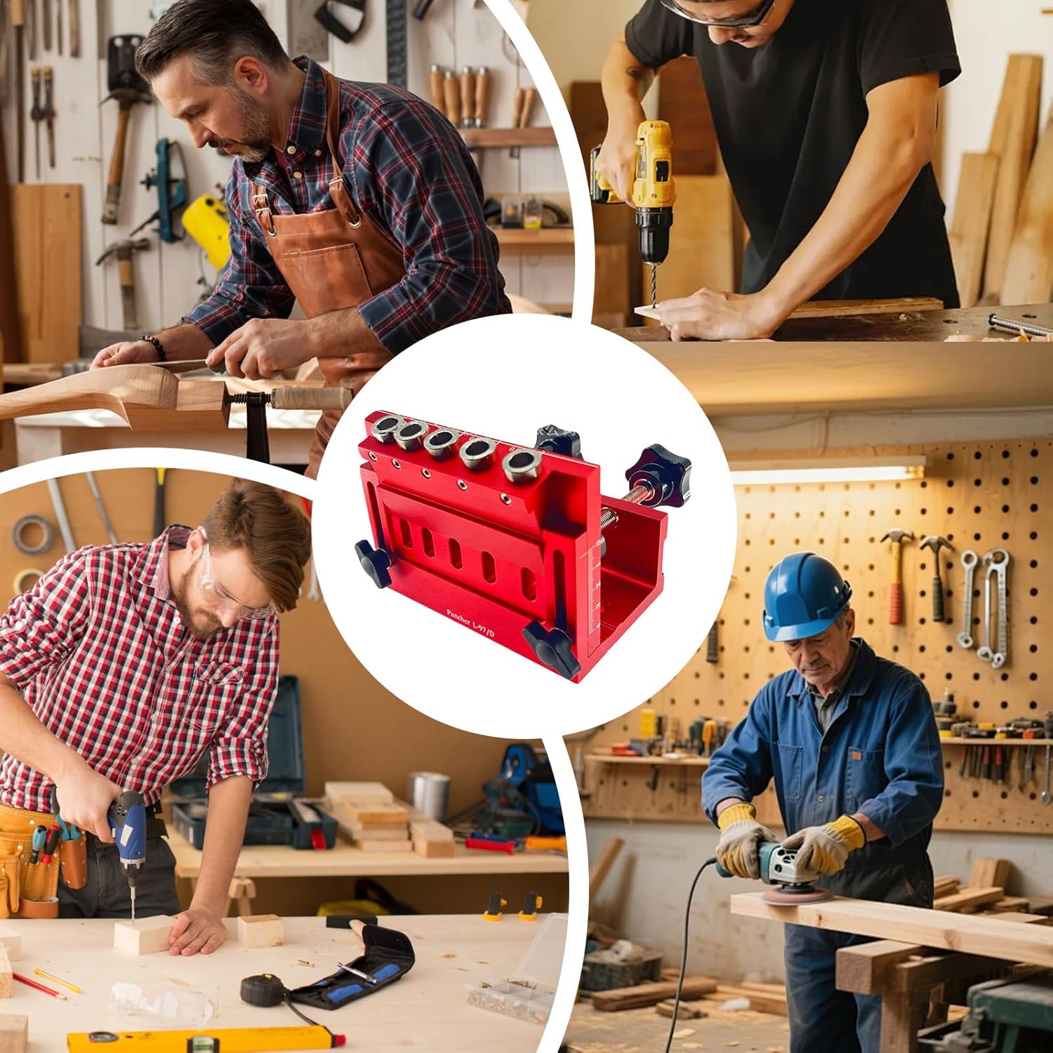 Pocket Hole Jig - 5 Hole Adjustable Locator Tool, Efficient Positioning Fixture Guide, Carpentry Drilling Alignment Device | Enthusiasts Beginners Home Projects for Enthusiasts Beginners Home Projects