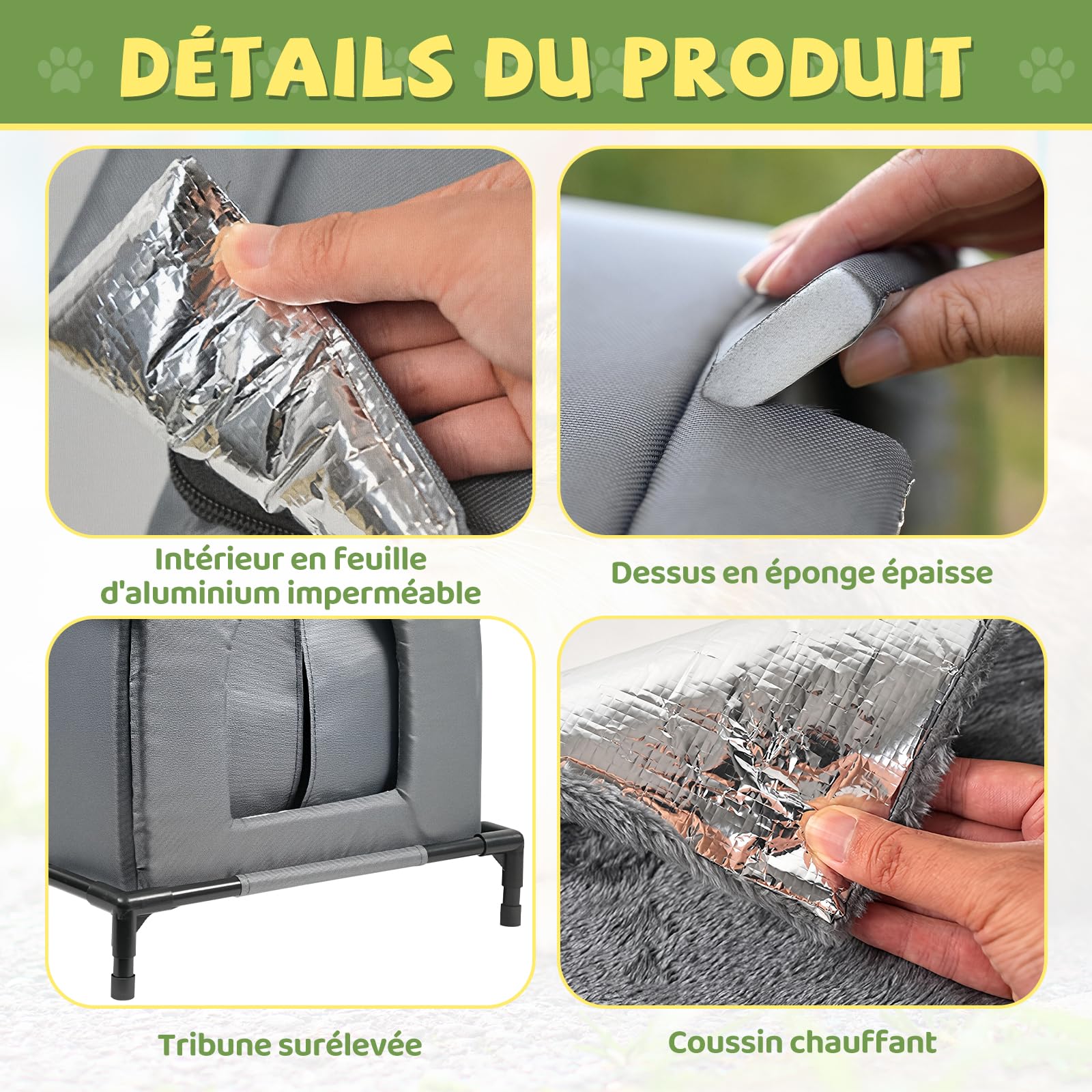 Abri pour Chat Errant, Maison pour Chat Extérieur Imperméable, Niche Extérieure avec Coussin, Protection Contre Pluie et Vent, pour Petits Animaux, Usage Saisonnier Multiple (XL)