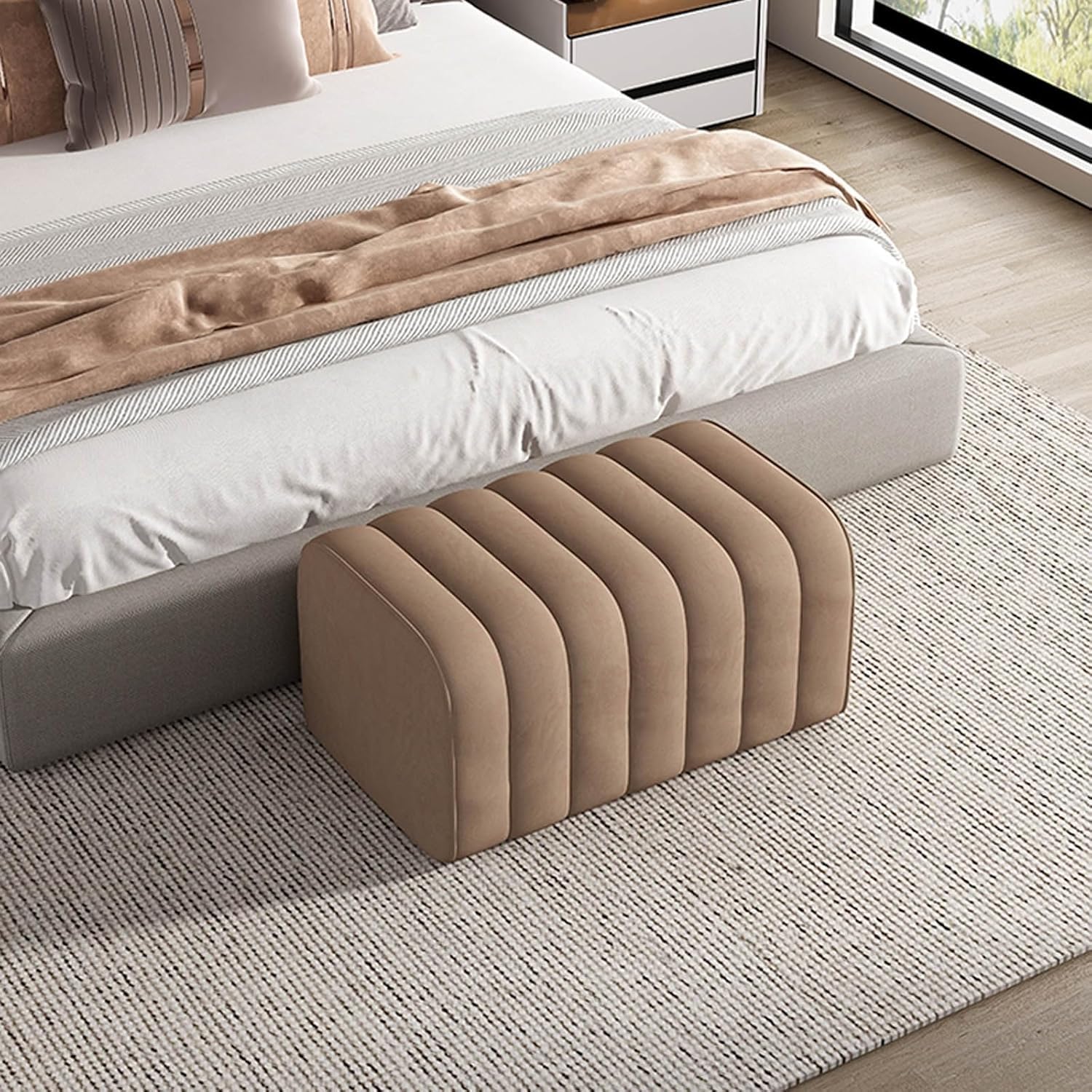 Banc ottoman réversible avec siège confortable et coffre de rangement intégré