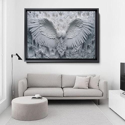 Vista 4 de White Angel Wing Painting on Canvas, Abstract Modern Minimalist 3D Texture Acrylic Artwork for Tranquil Bedroom Wall Art Decor