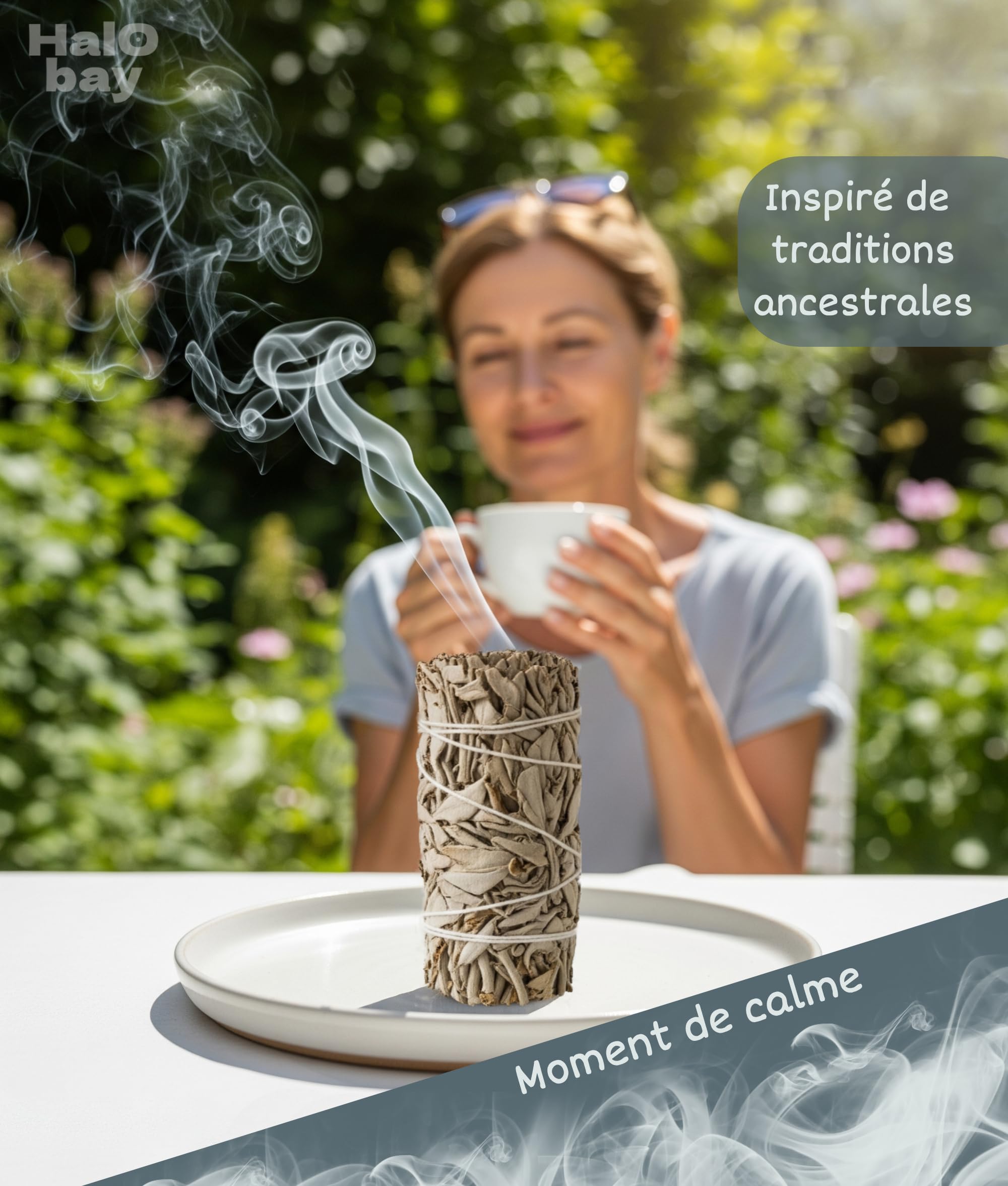 Sauge Blanche Bâton Encens Purification Naturel 10cm Rituel Méditation Yoga Salvia Apiana