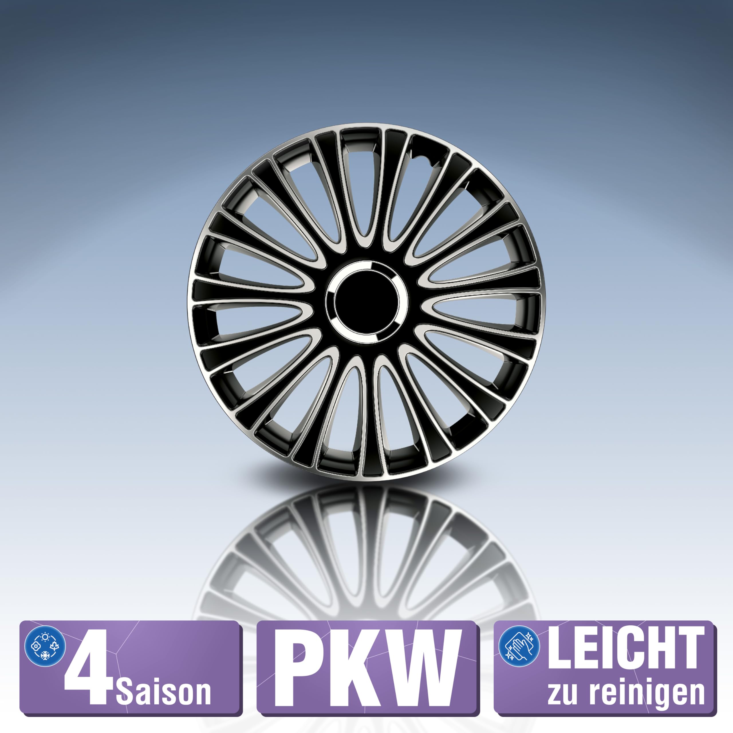 Petex Copricerchi 14" pollici Serie/Kit nero/argento Copricerchi Auto RB543514